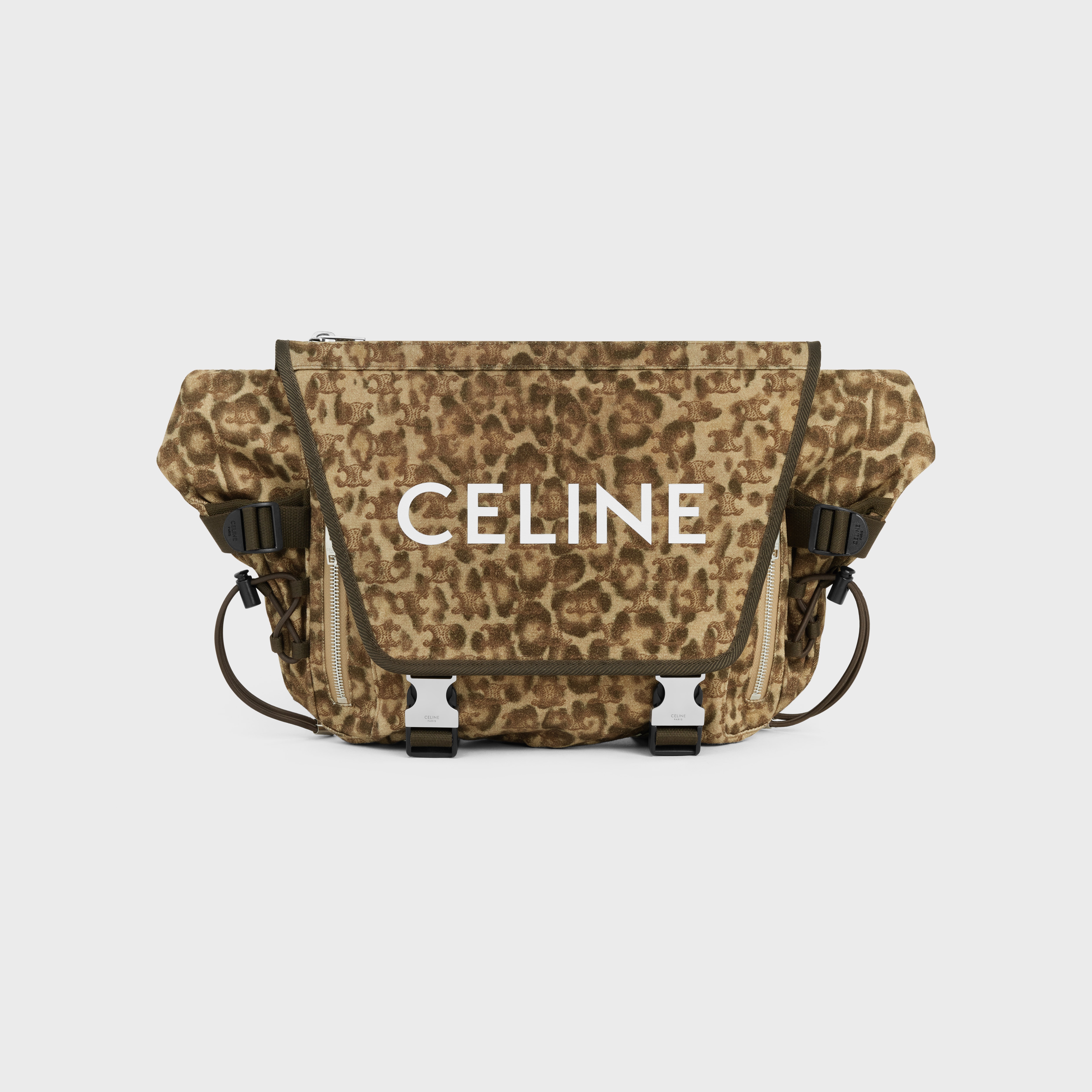 MEDIUM MESSENGER TREKKING in Textile with triomphe leopard print and Celine print - 1