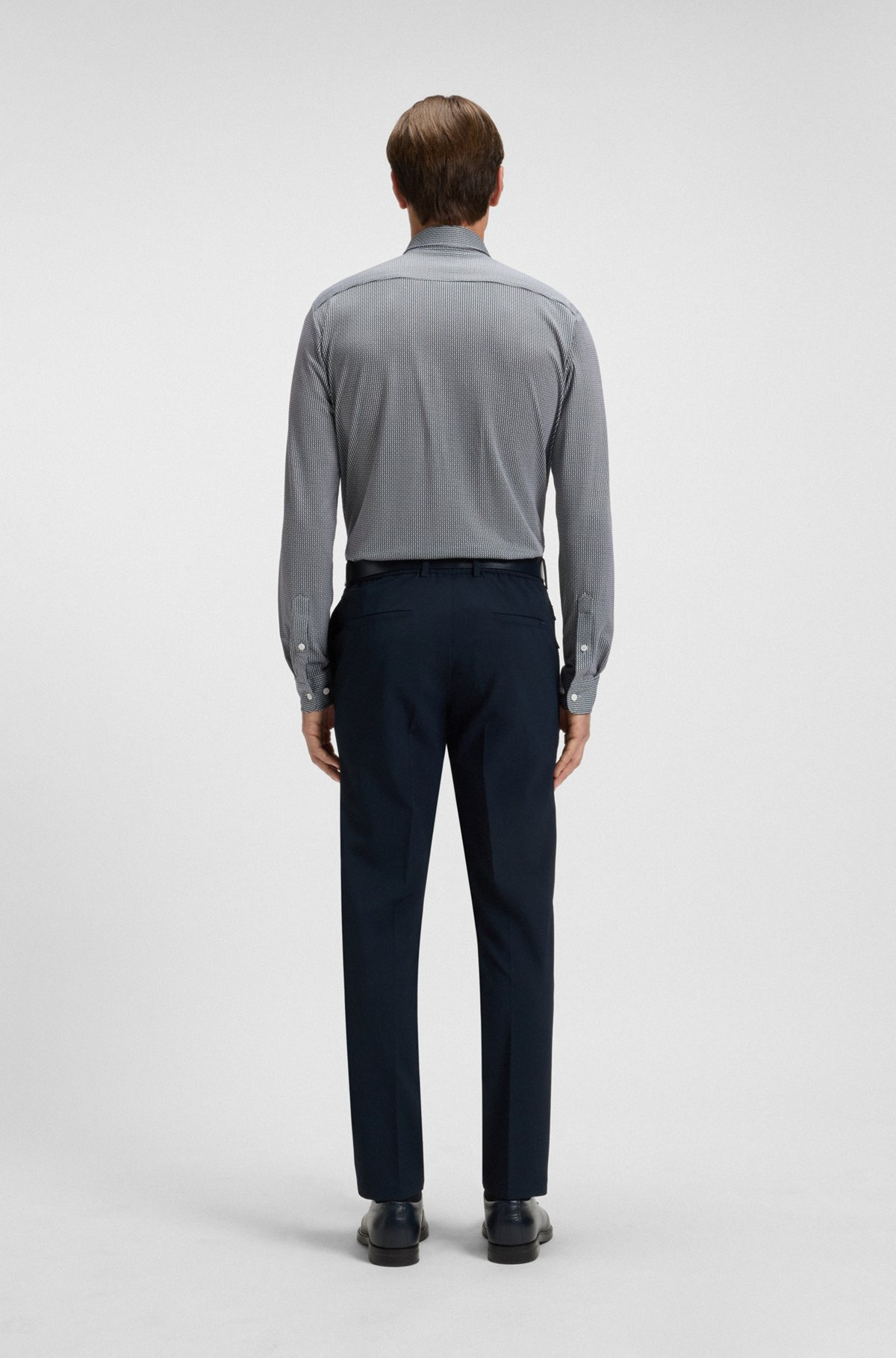 SLIM-FIT SHIRT IN PATTERNED FLEX-WEAVE FABRIC - 5