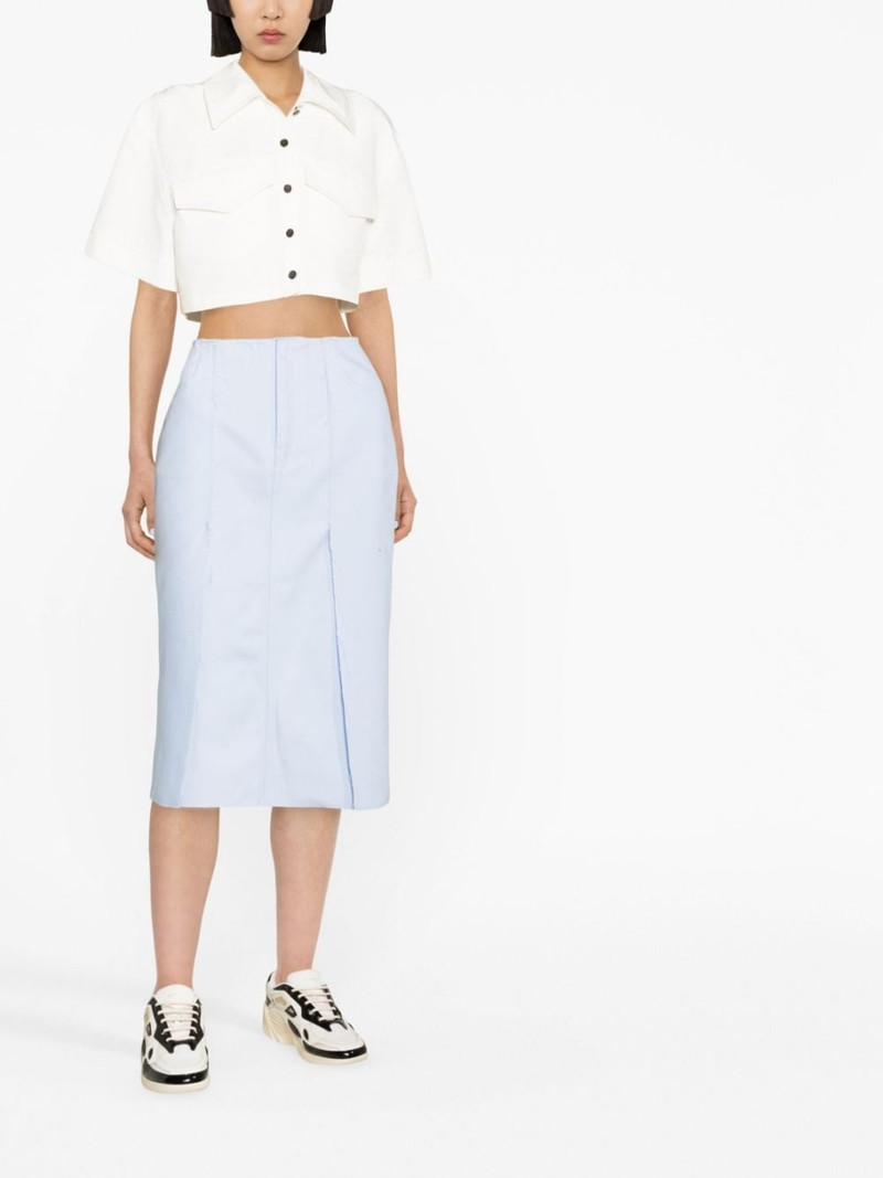 Raf Simons high-waisted denim midi skirt outlook