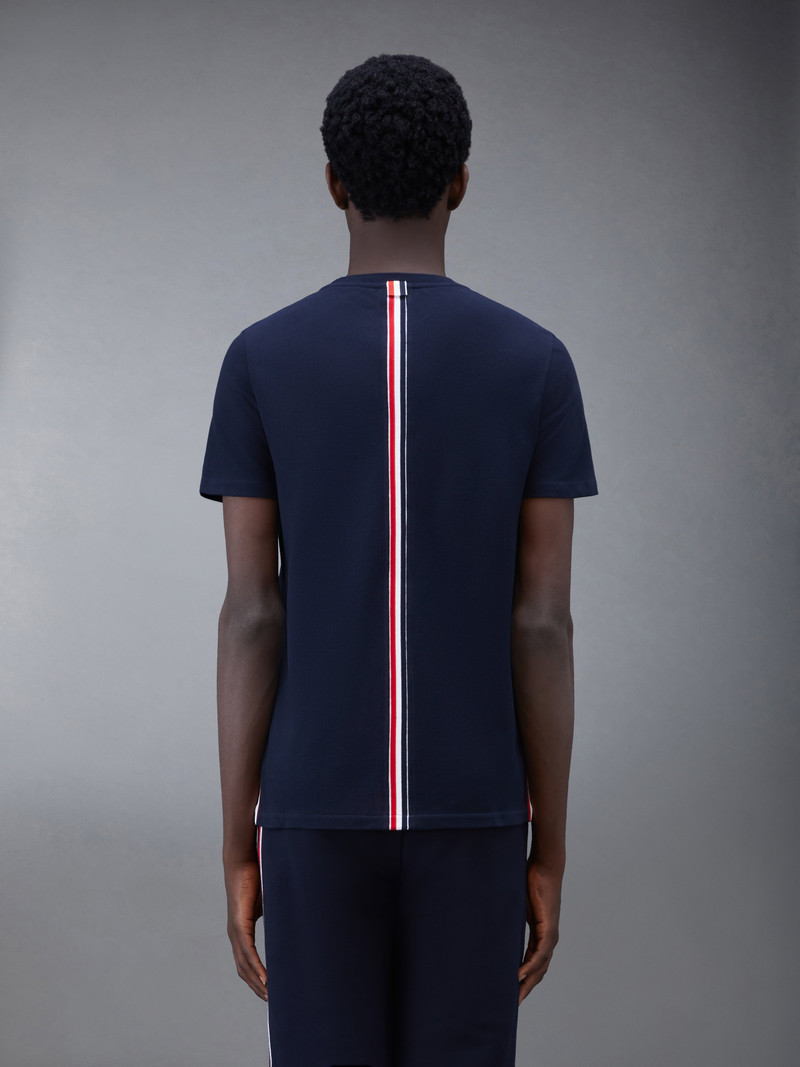 Thom Browne Navy Cotton Pique Center Back Stripe Relaxed Fit Tee outlook
