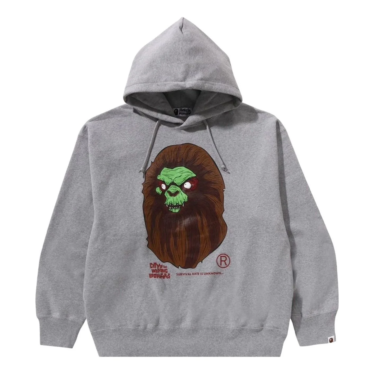 A Bathing Ape Horror Mad Face Relaxed Fit Pullover Hoodie 'Grey' 1K70-114-003-GRY - 1