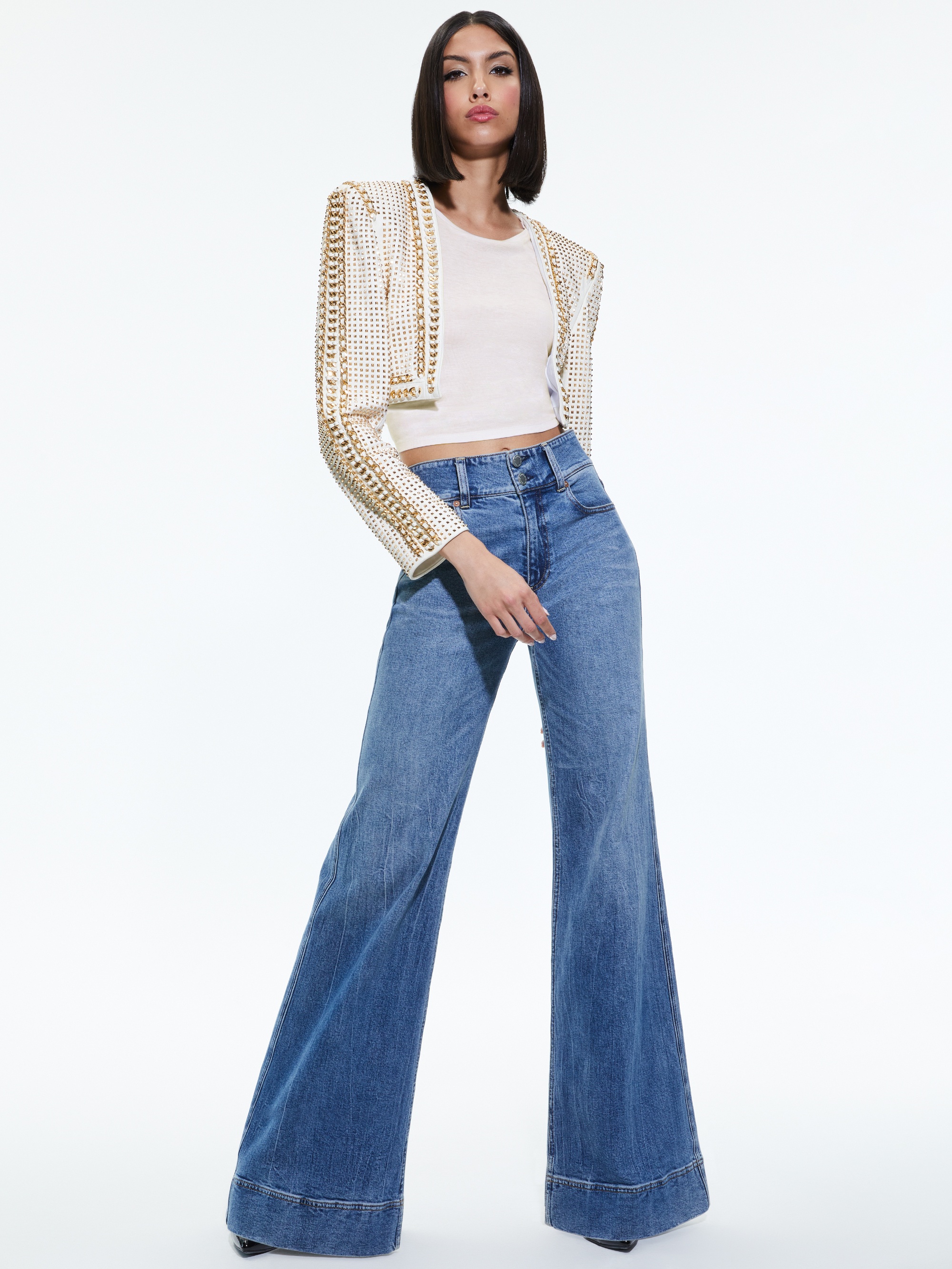 MAIRA CROPPED JACKET WITH CHAIN TRIM - 6