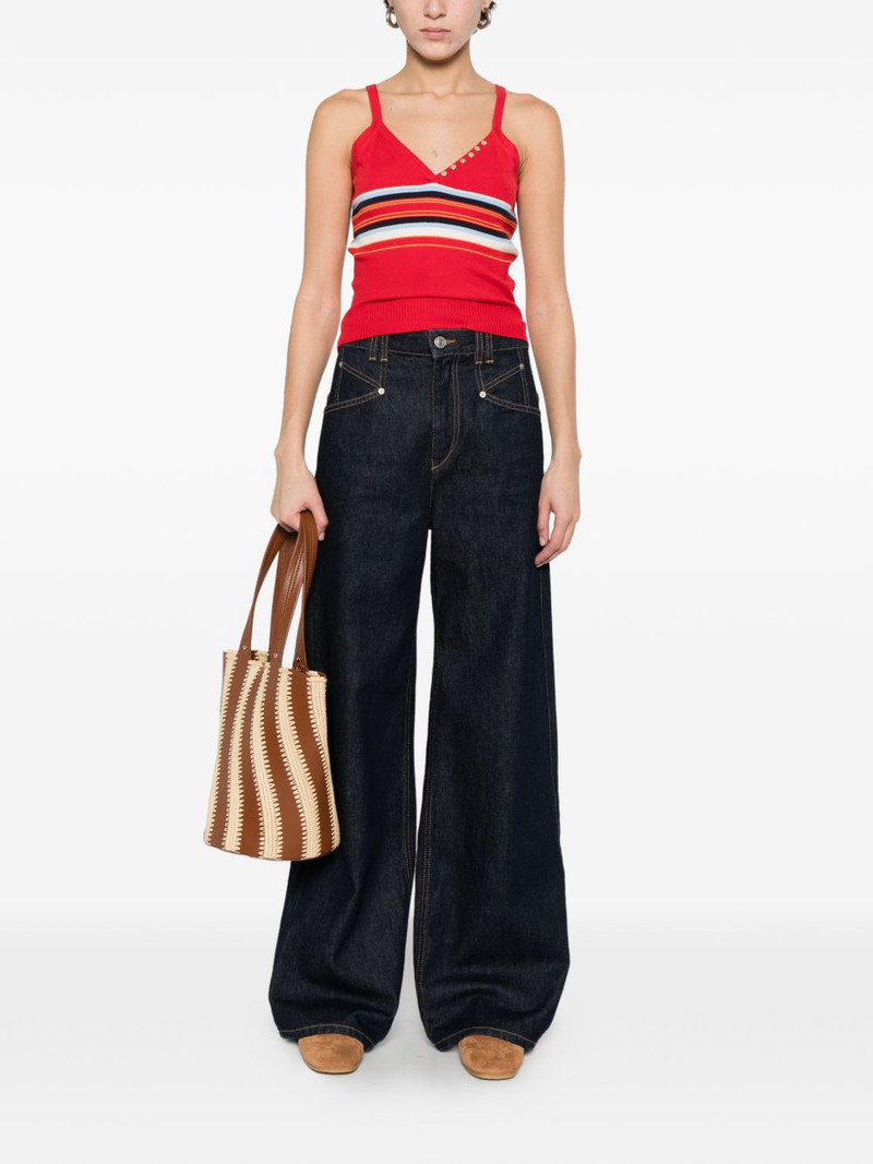 Frankies Bikinis striped button tank top outlook