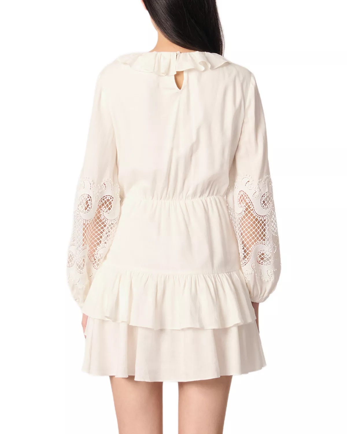 Ruffled and Embroidered Sleeve Dress - 3