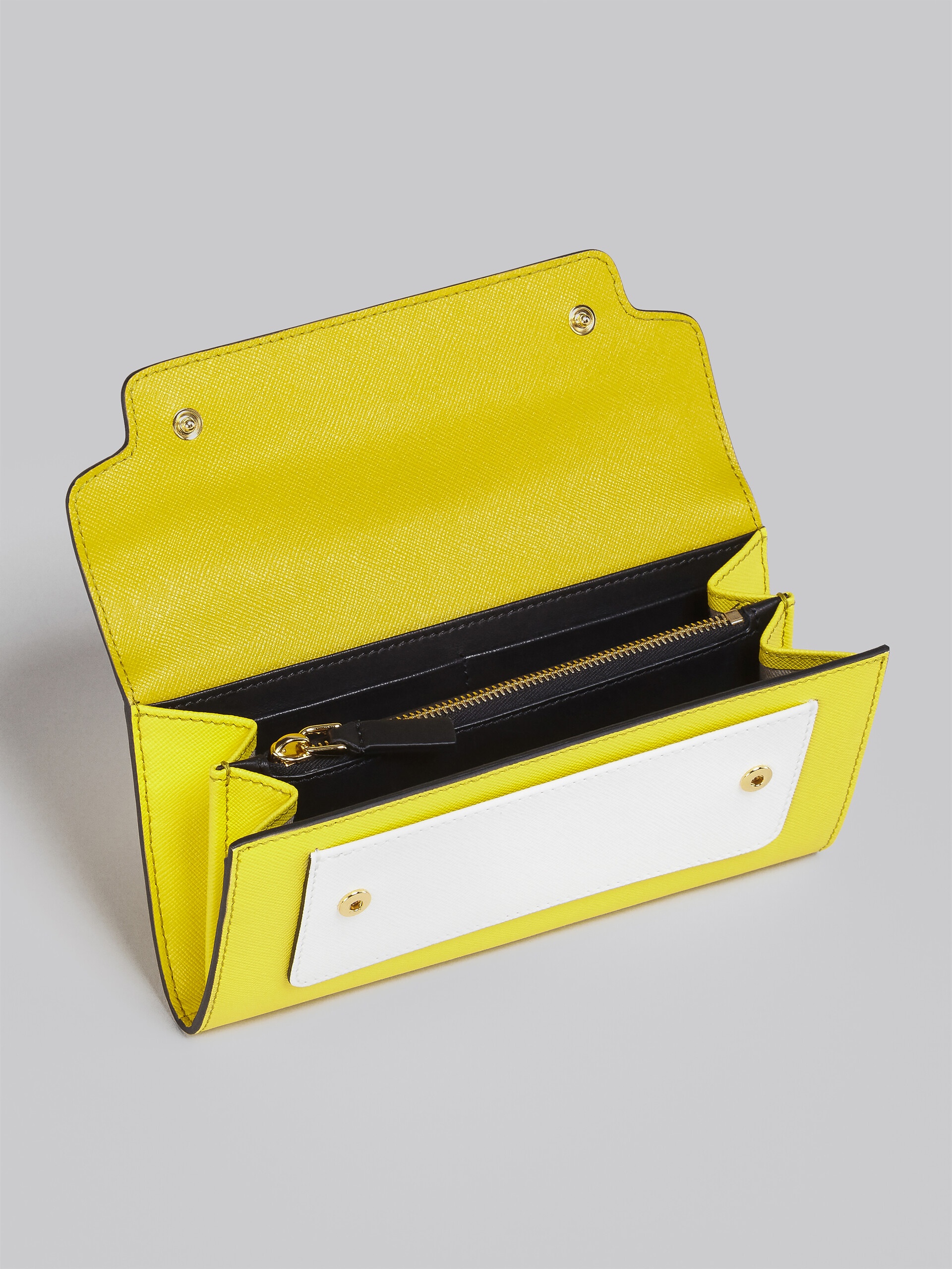YELLOW AND WHITE SAFFIANO LEATHER CONTINENTAL WALLET - 2