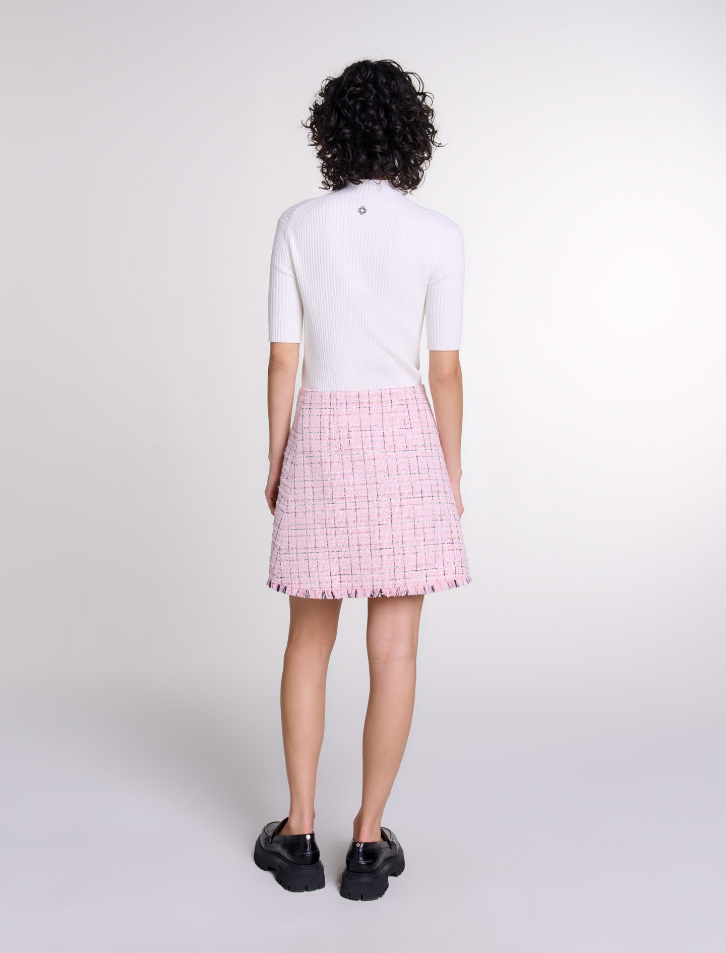 Tweed skirt with belt - 4