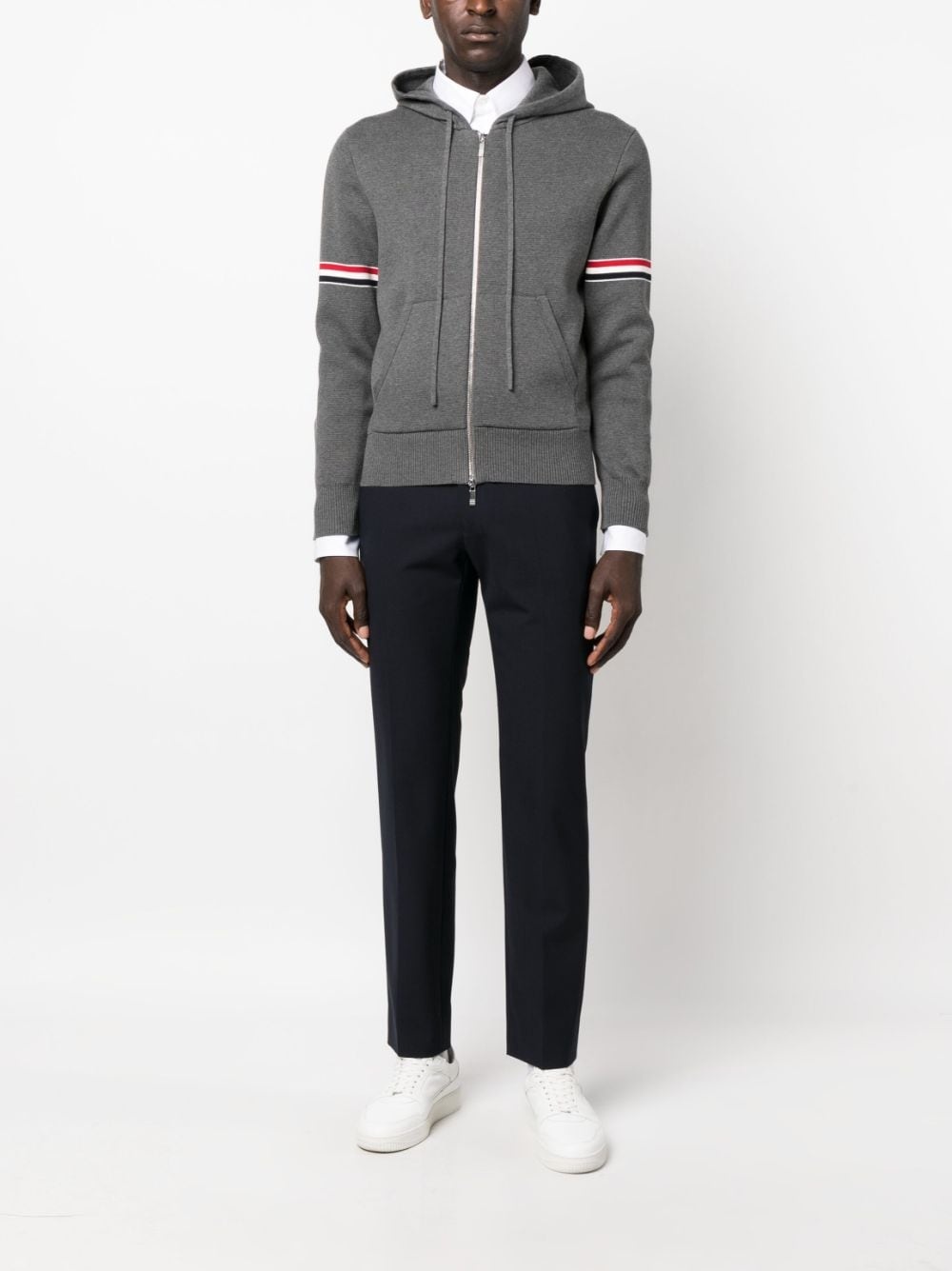 striped zip-up hoodie - 2