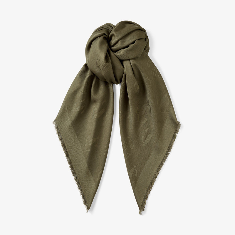 Emani
Caper Green Silk and Wool Jacquard Shawl 1