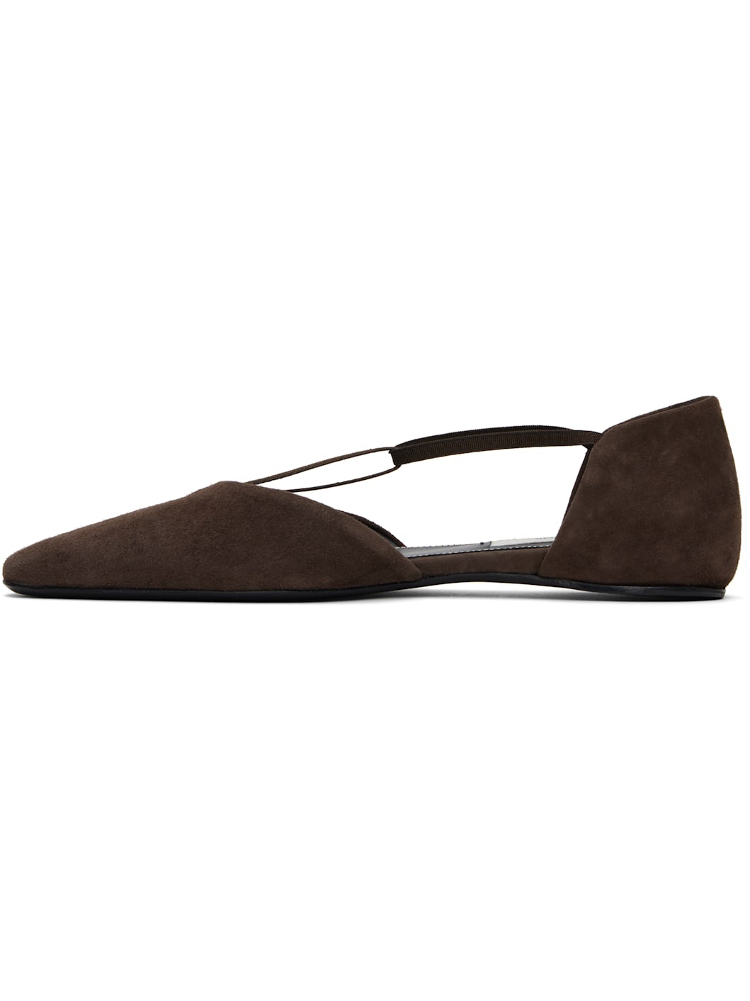 Brown Suede T-Strap Ballerina Flats - 3