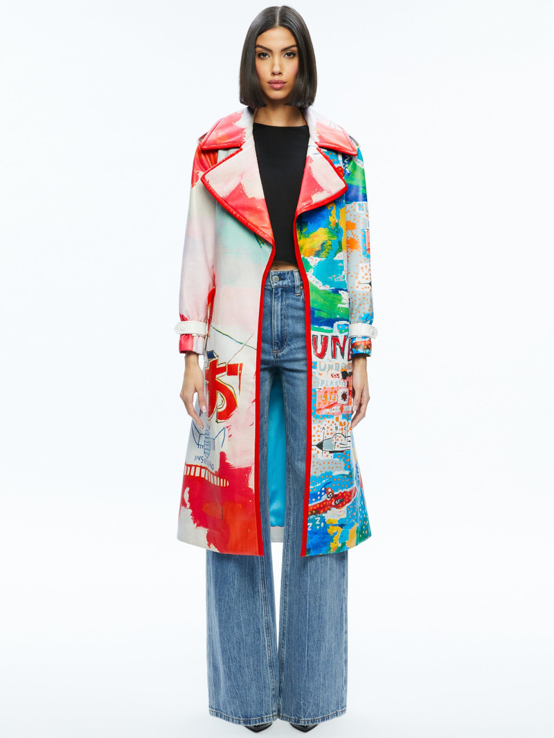 Alice + Olivia A+O X BASQUIAT NEVADA VEGAN LEATHER TRENCH COAT outlook