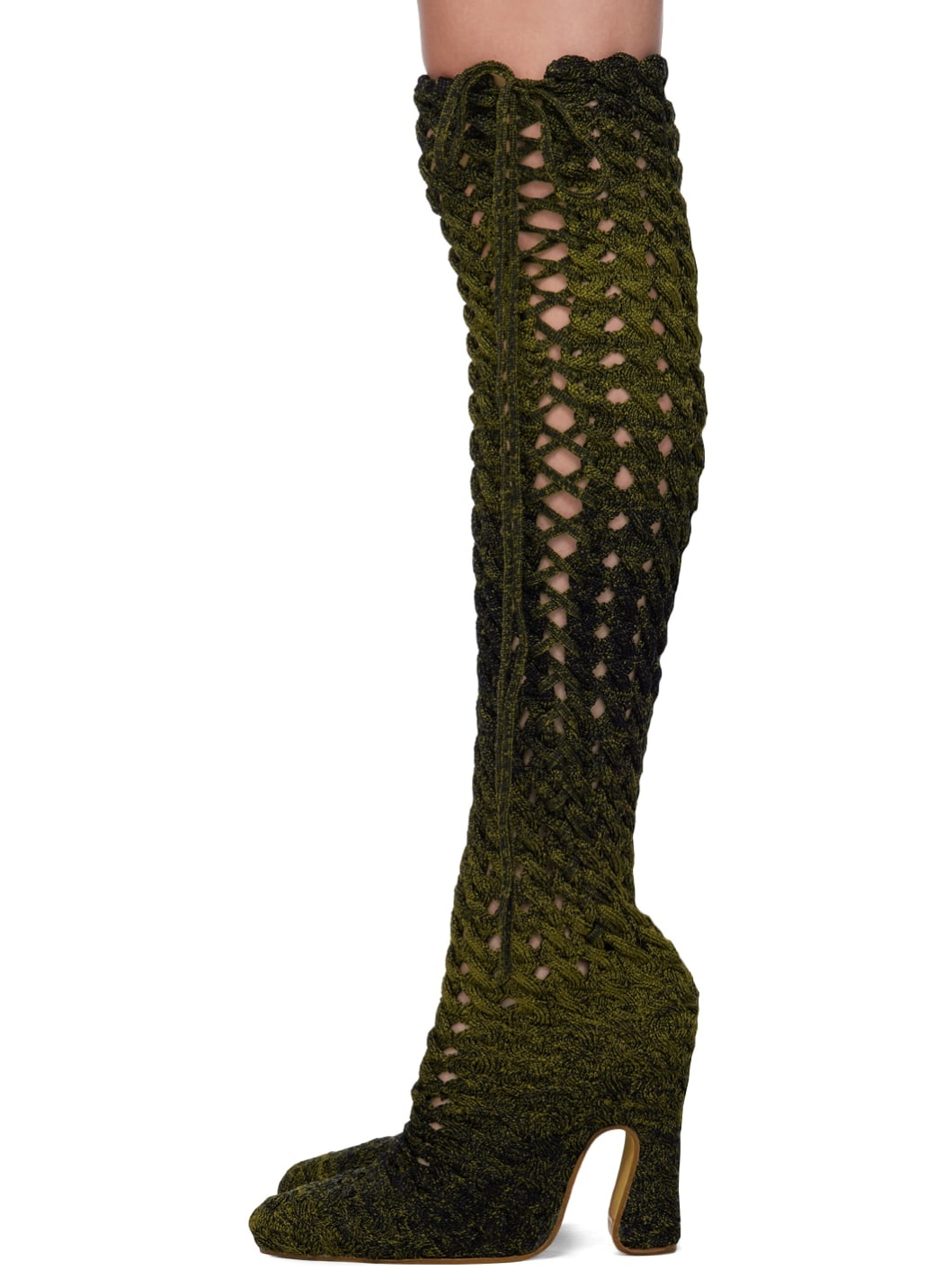 SSENSE Exclusive Khaki & Black Spiral Cable Boots - 3