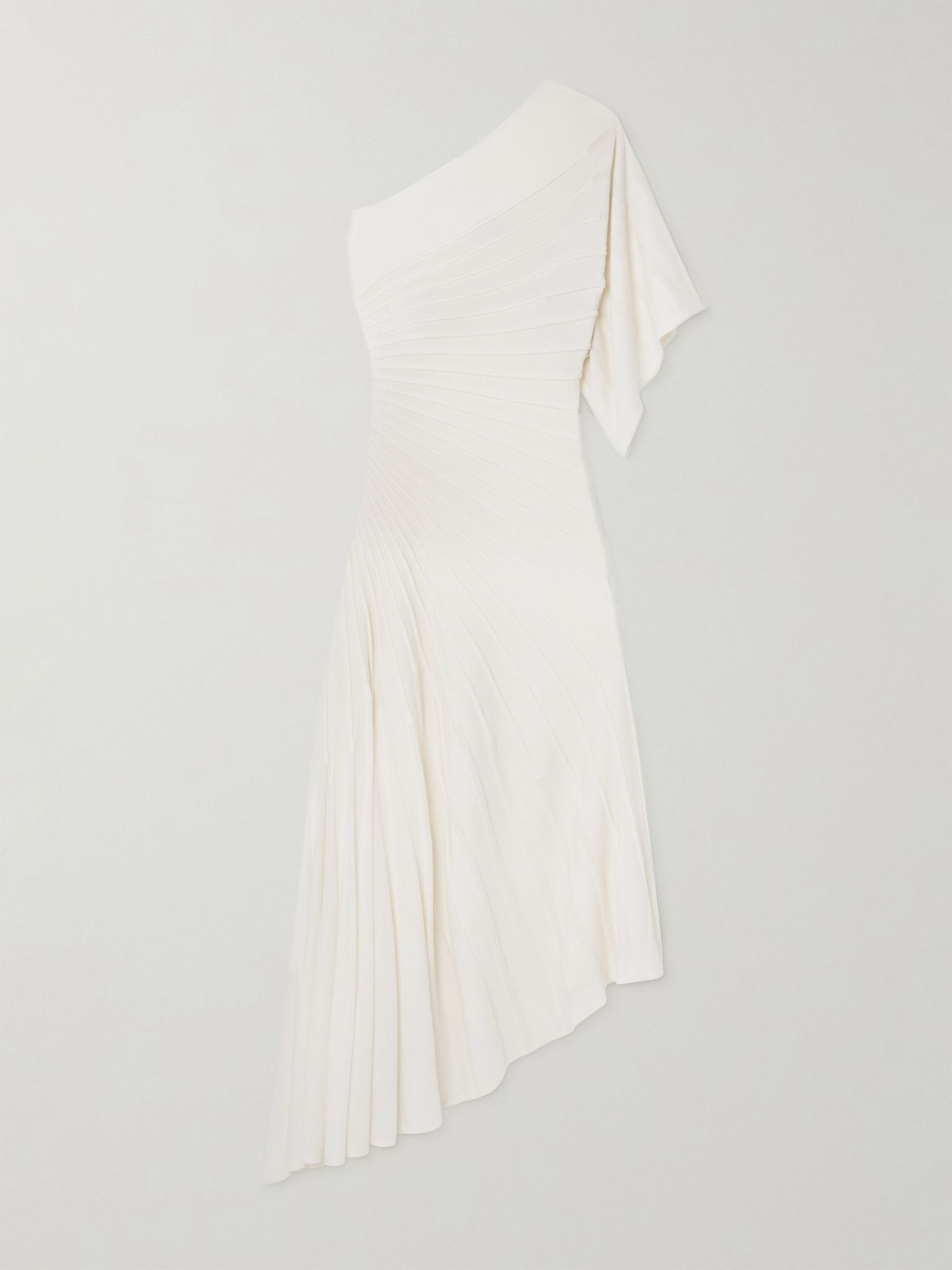 One-shoulder ribbed wool midi dress White - 1