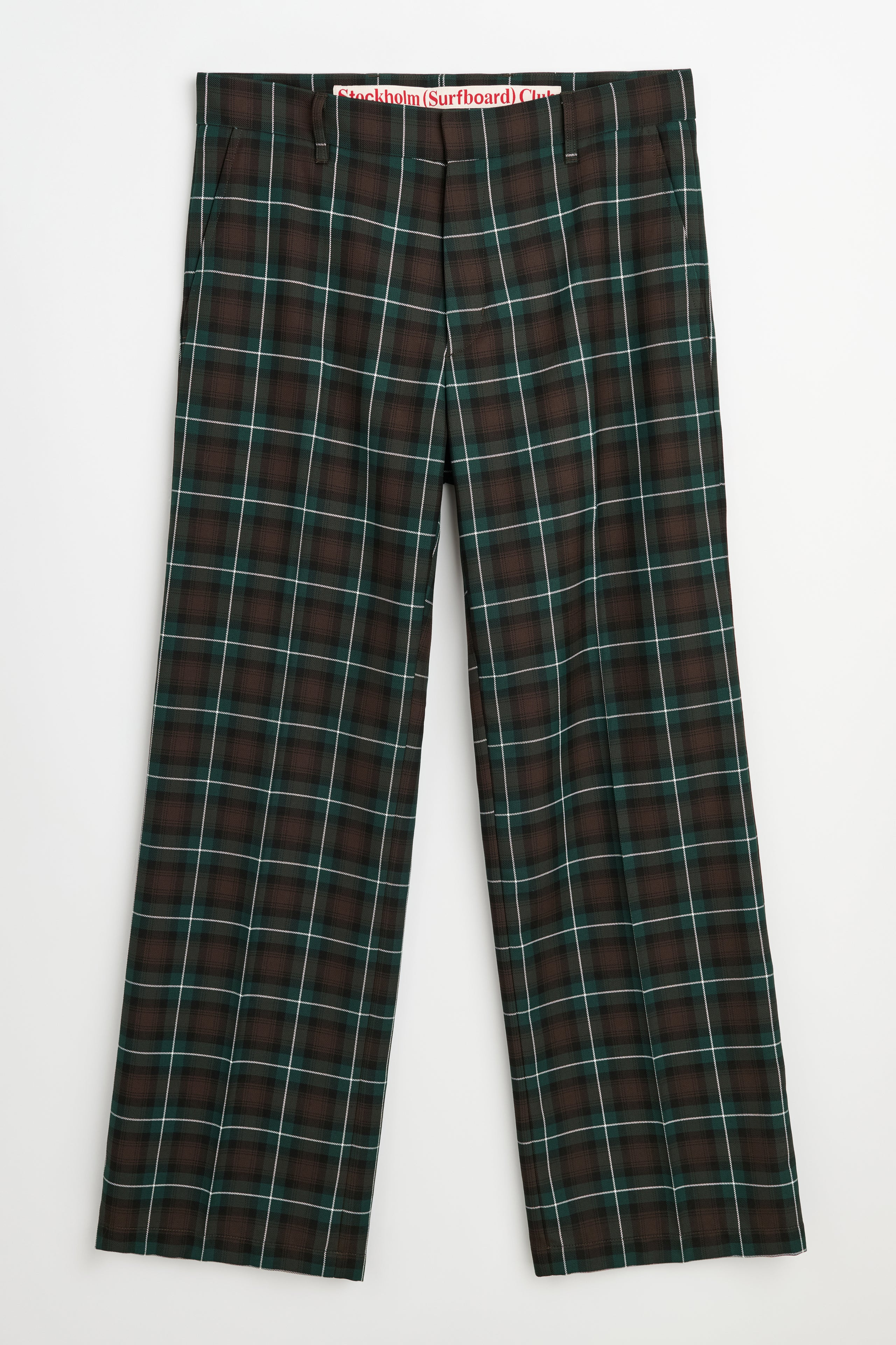 STOCKHOLM SURFBOARD CLUB TAILORED BOOTCUT TROUSERS GREEN CHECK - 6