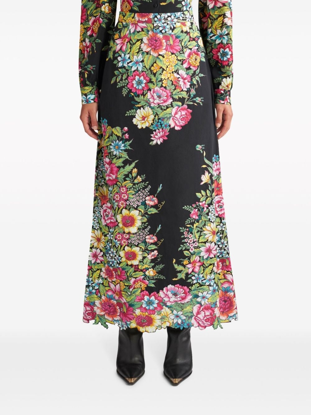floral-print cotton maxi skirt - 3