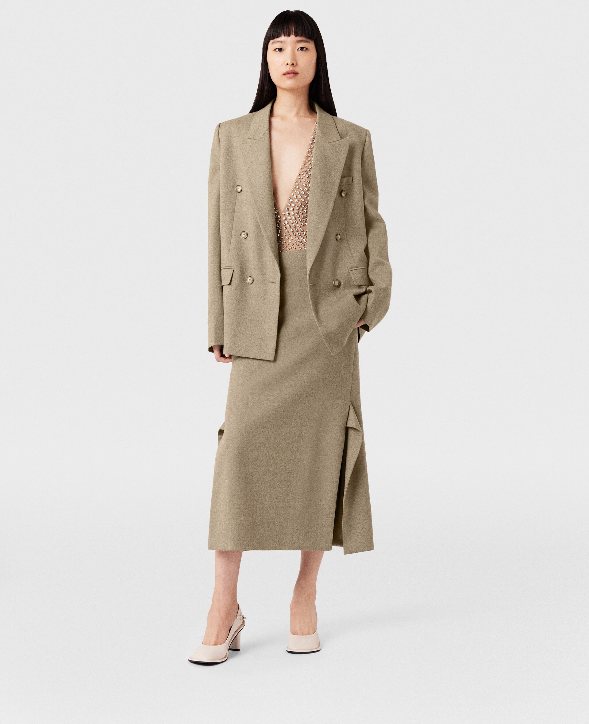 Mid-Rise Wool Midi Skirt - 3
