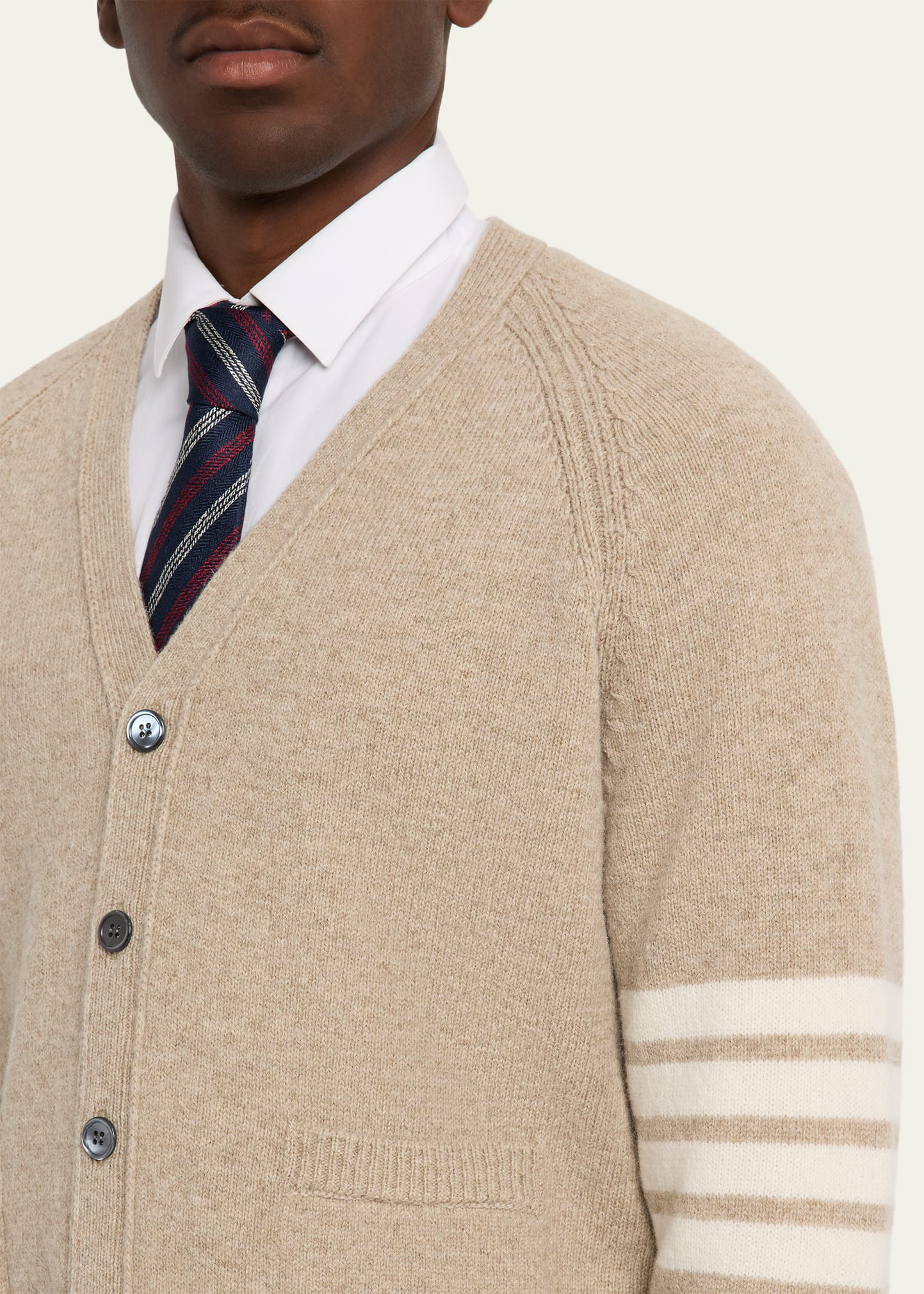 Men's 4-Bar Sleeve V-Neck Cardigan - 5