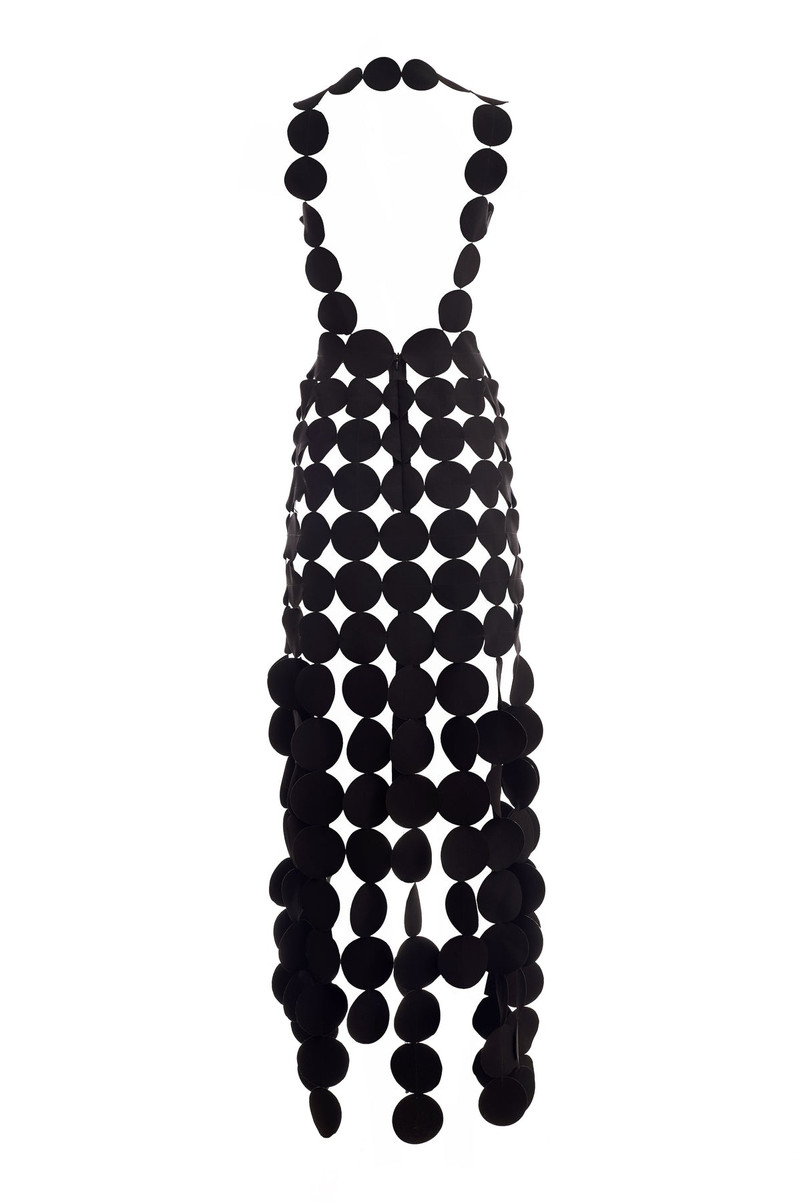 MULTI CIRCLE ASYMMETRIC DRESS BLACK 12