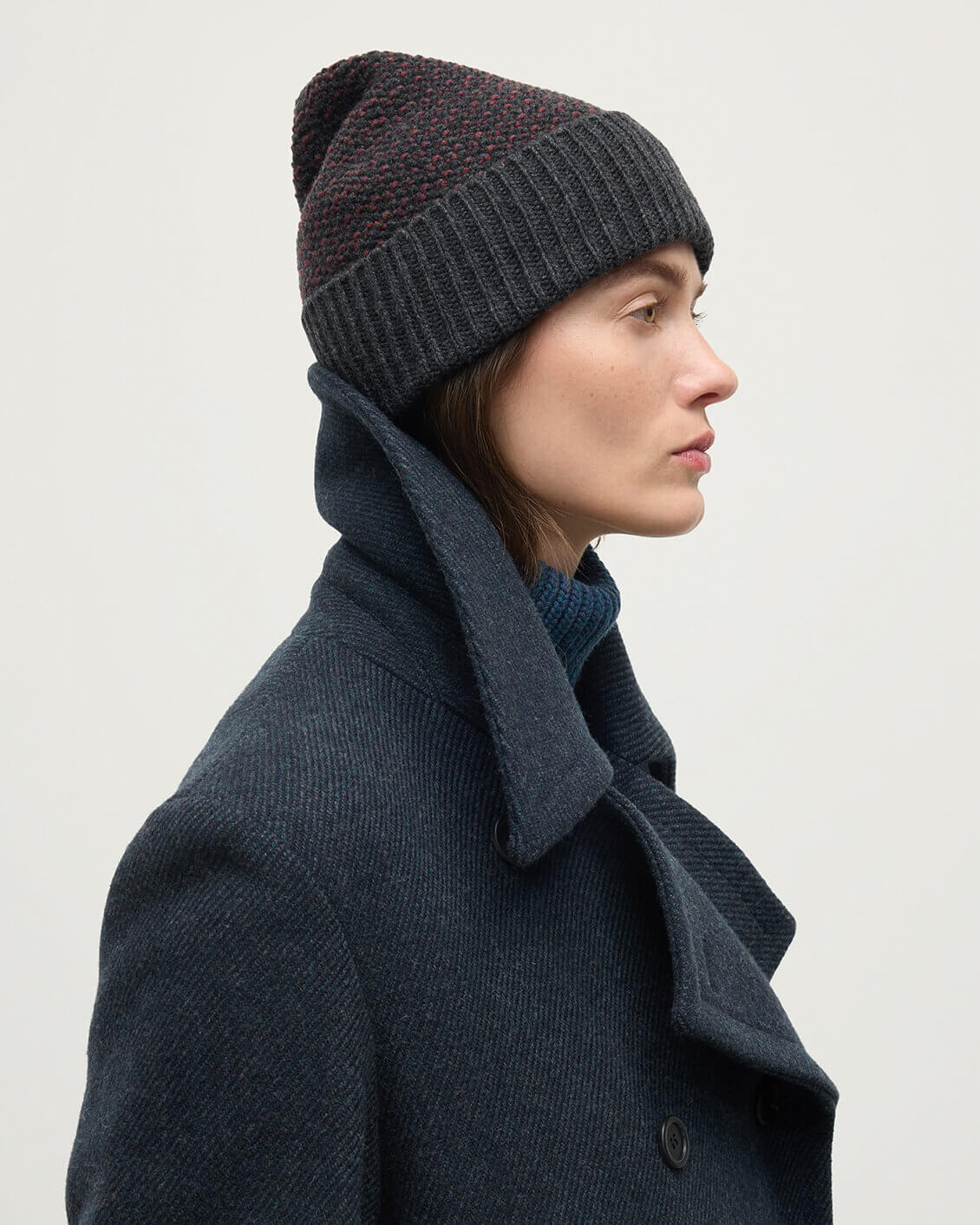 Seed Stitch Cashmere Grey Beanie - 2