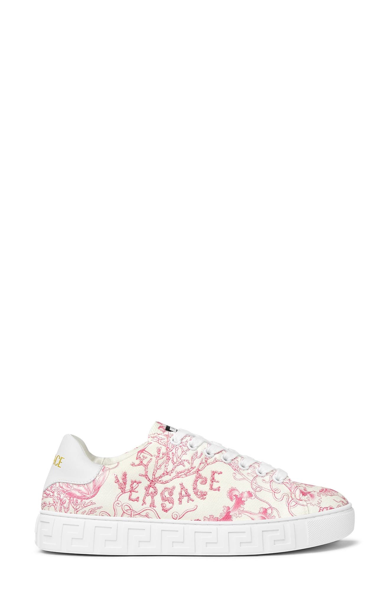 Versace Barocco Greca Low Top Sneaker in Eggshell Dragonfruit at Nordstrom - 2