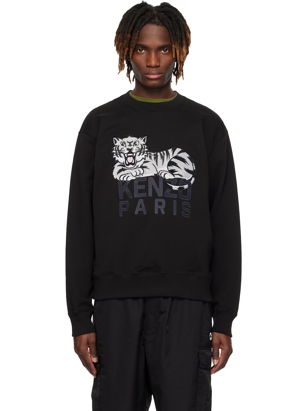 Black  Paris 'KENZO Happy Tiger' Embroidered Sweatshirt - 1