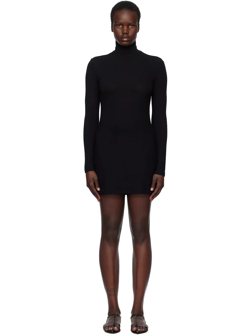 Black Lauren Turtleneck Minidress - 1