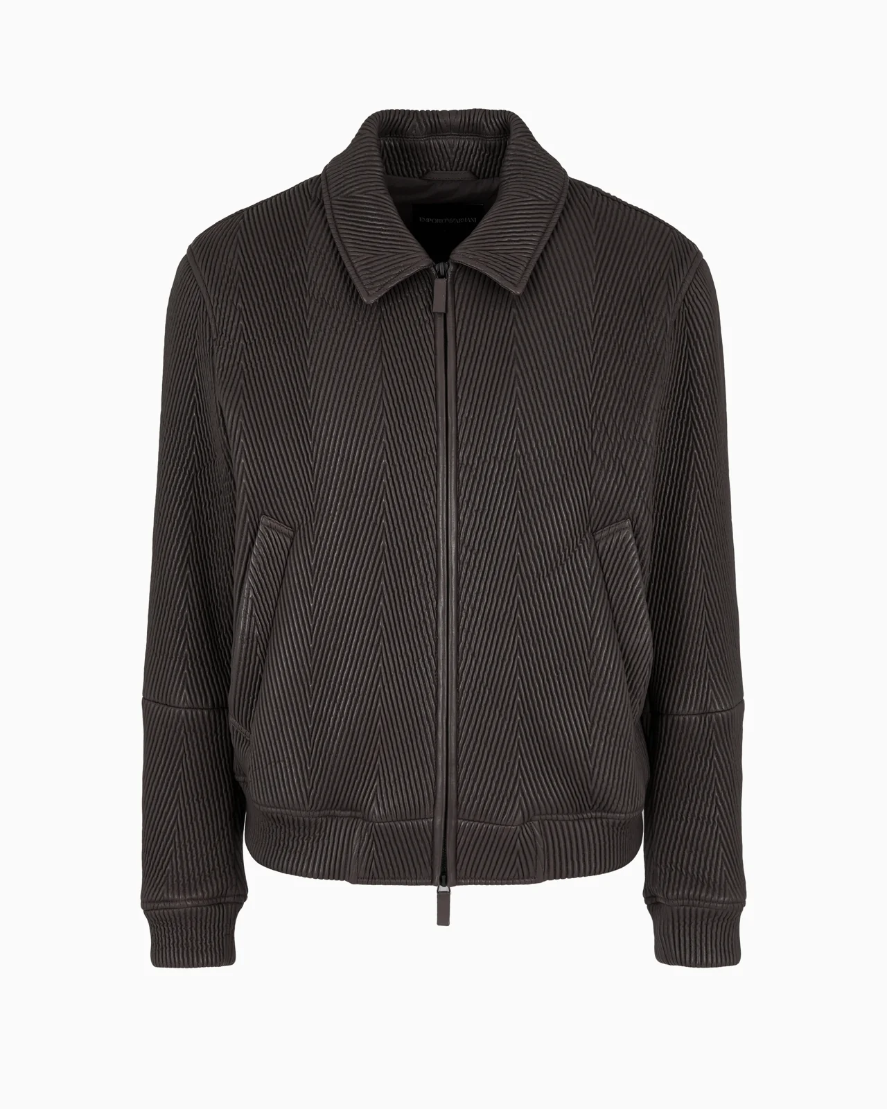 Quilted nappa lambskin relaxed-fit blouson with chevron motif - 1