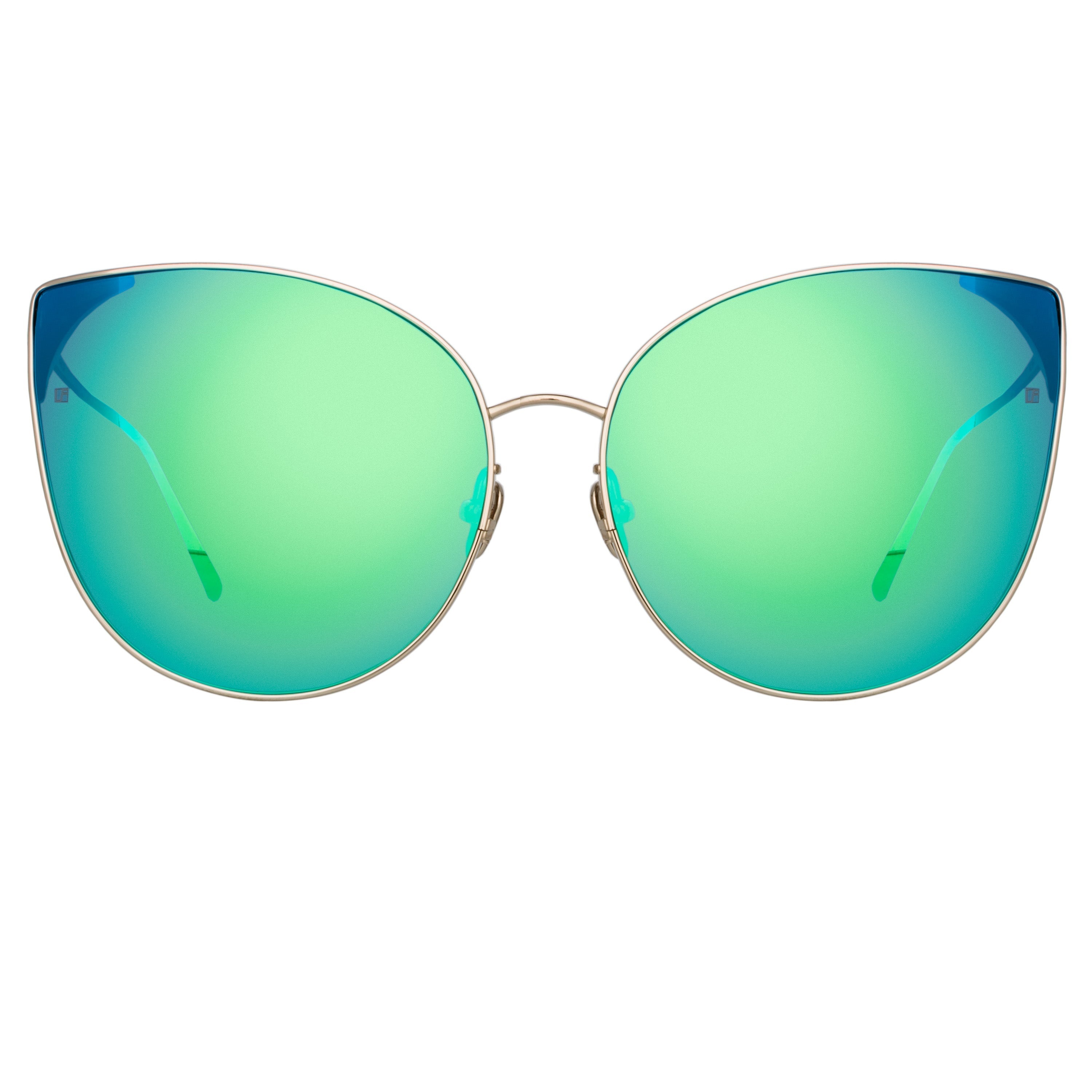 FLYER CAT EYE SUNGLASSES IN LIGHT GOLD AND BLUE - 1