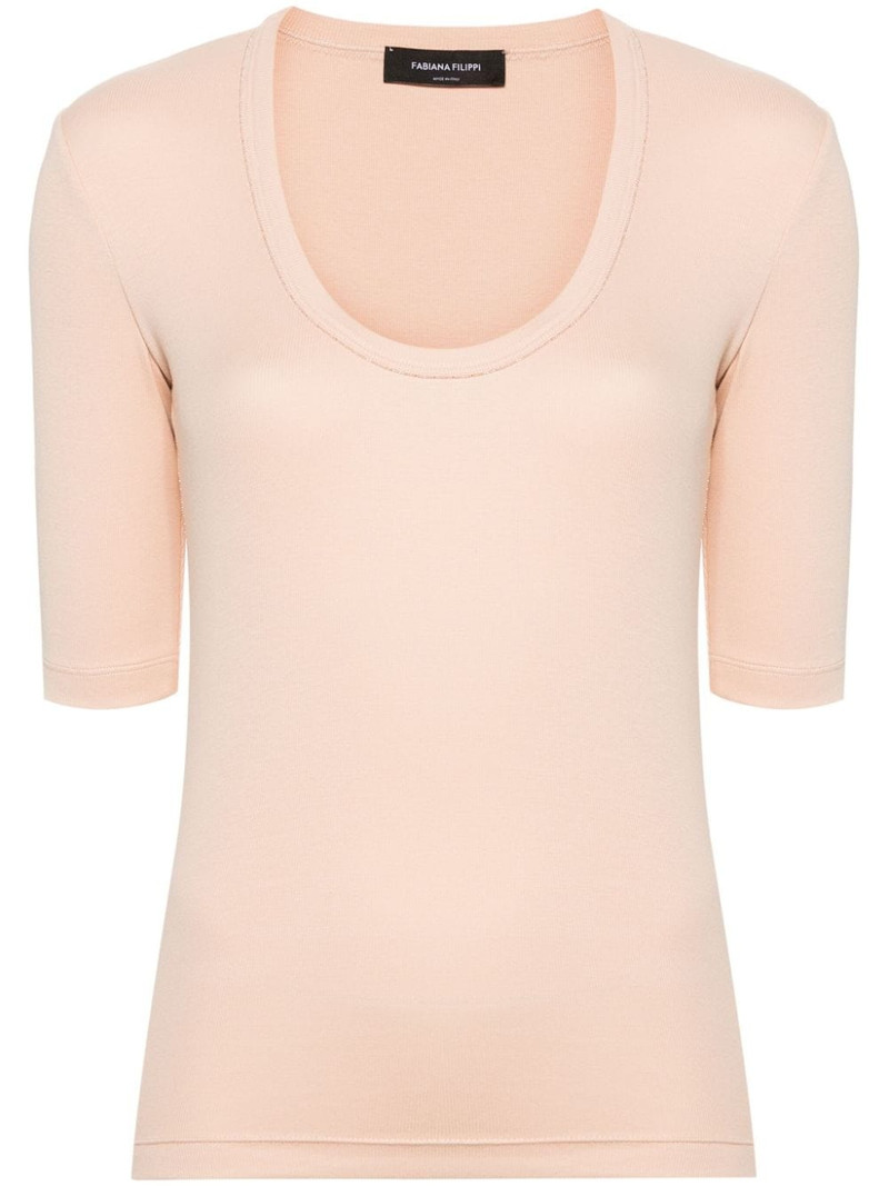 beaded-trim stretch-cotton top 1