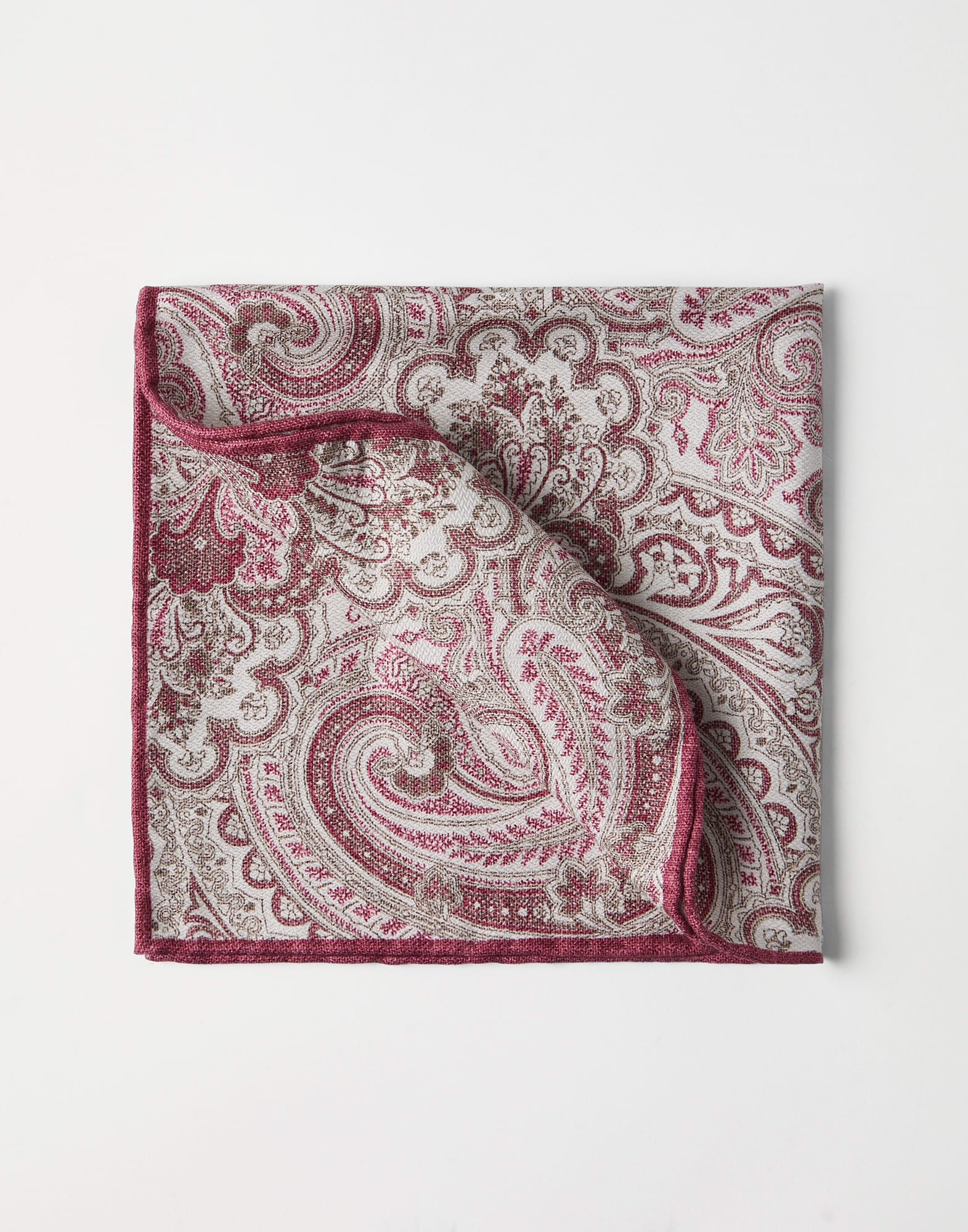 Double face silk pocket square with paisley design - 1
