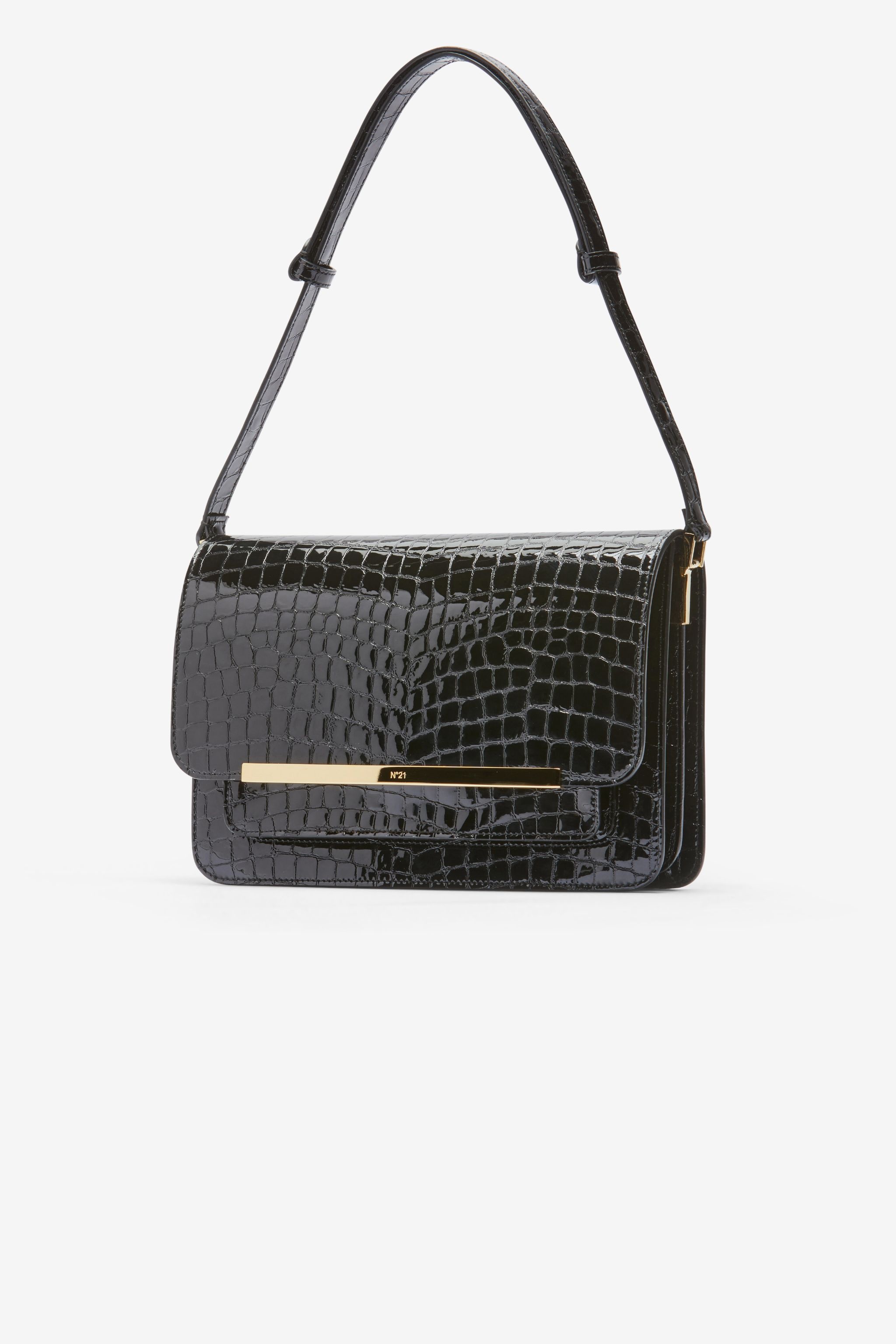 EDITH CROC-EFFECT LEATHER SHOULDER BAG - 3