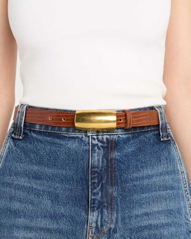 L'AGENCE x Streets Ahead Marlowe Croc-Embossed Leather Belt outlook
