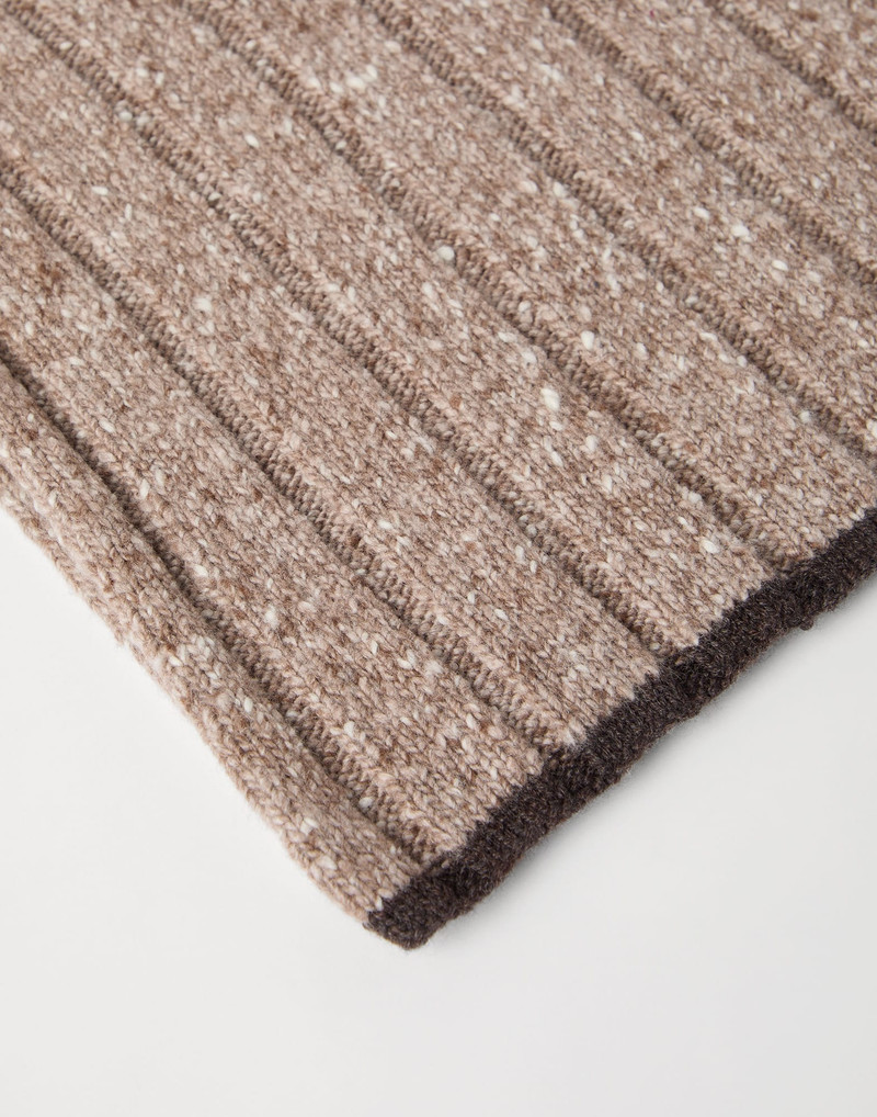 Brunello Cucinelli Flecked cashmere rib knit scarf outlook
