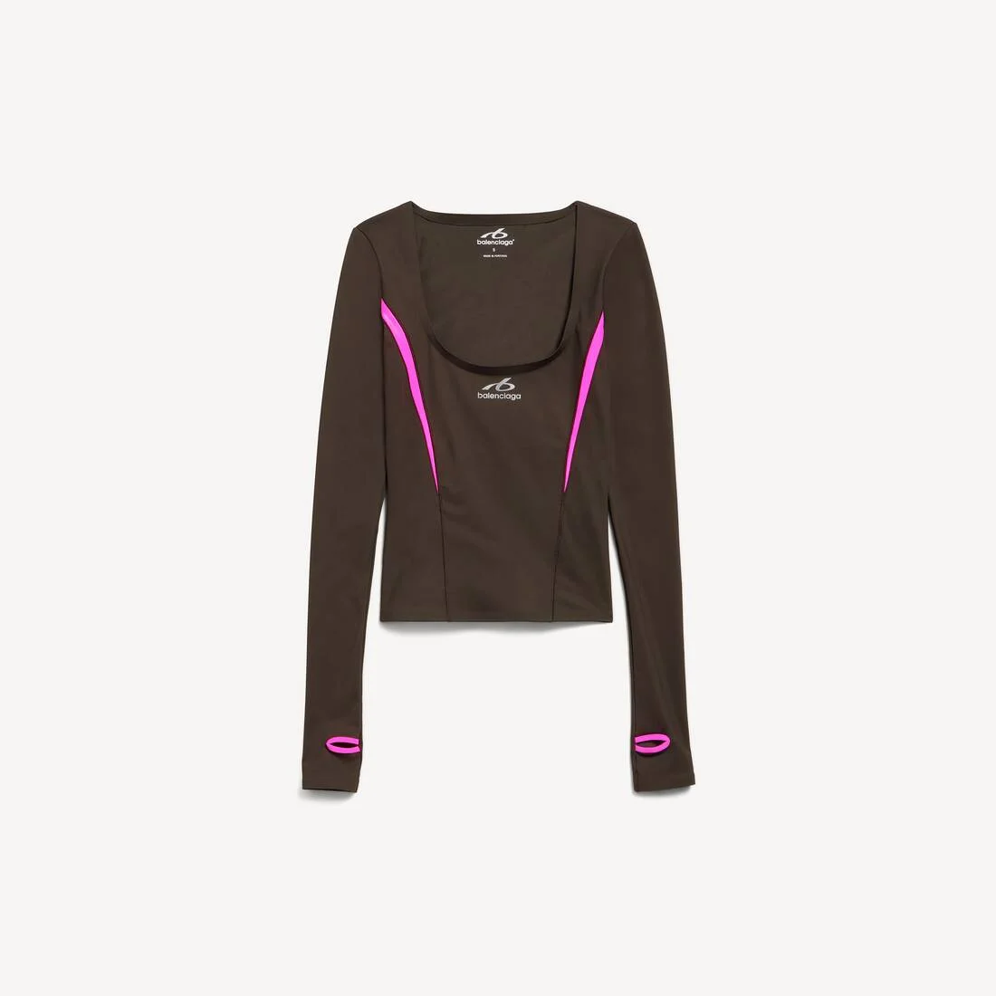 Women's Techwear Fitted Long Sleeve Top in Khaki/brown/neon Pink - 1