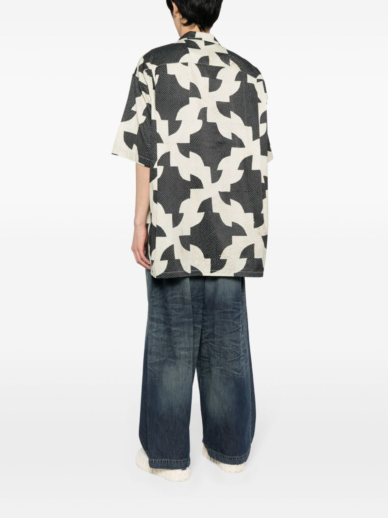 patchwork-pattern cuban-collar shirt 4