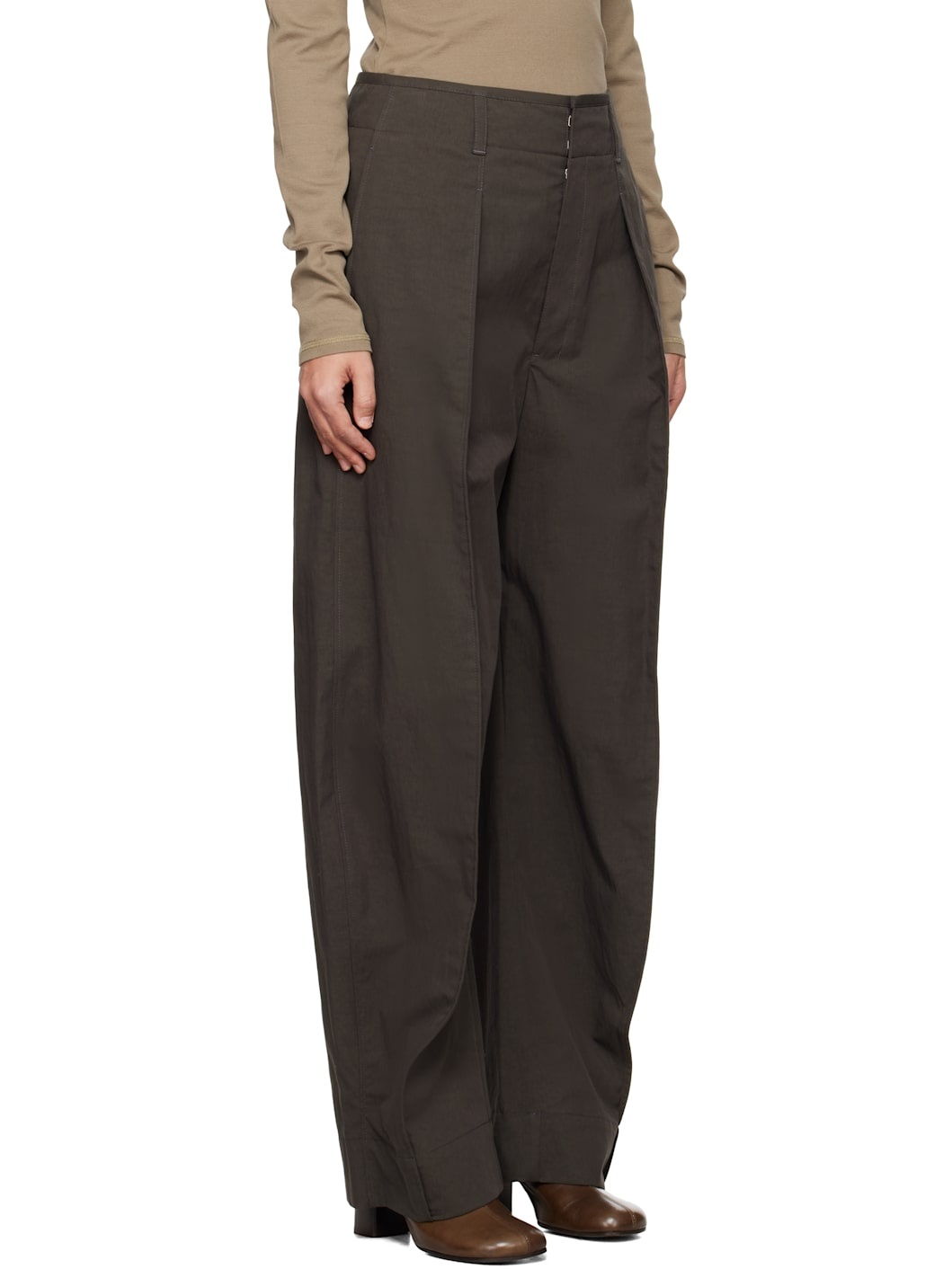 Brown Curved Volume Trousers - 2