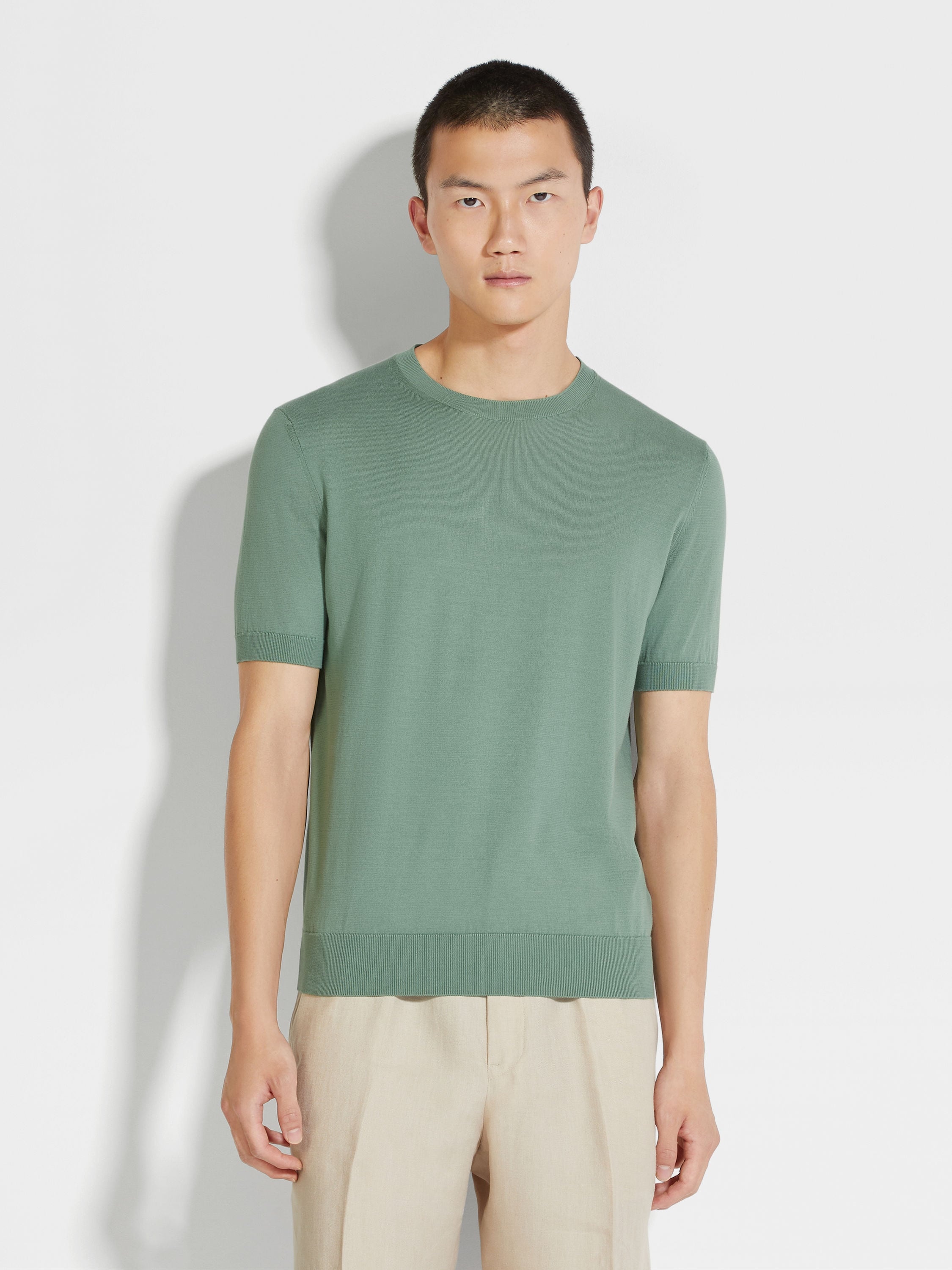 SAGE GREEN PREMIUM COTTON T-SHIRT - 4