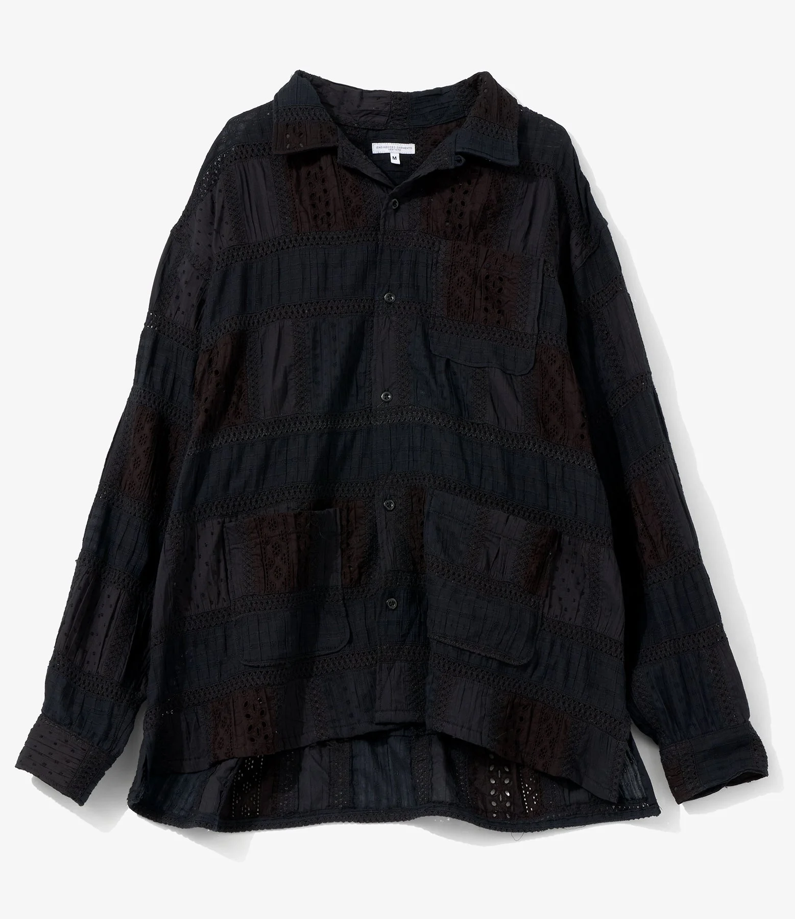 Classic Over Shirt for Nepenthes NY and Blue in Green - Black Lace Patchwork - 1