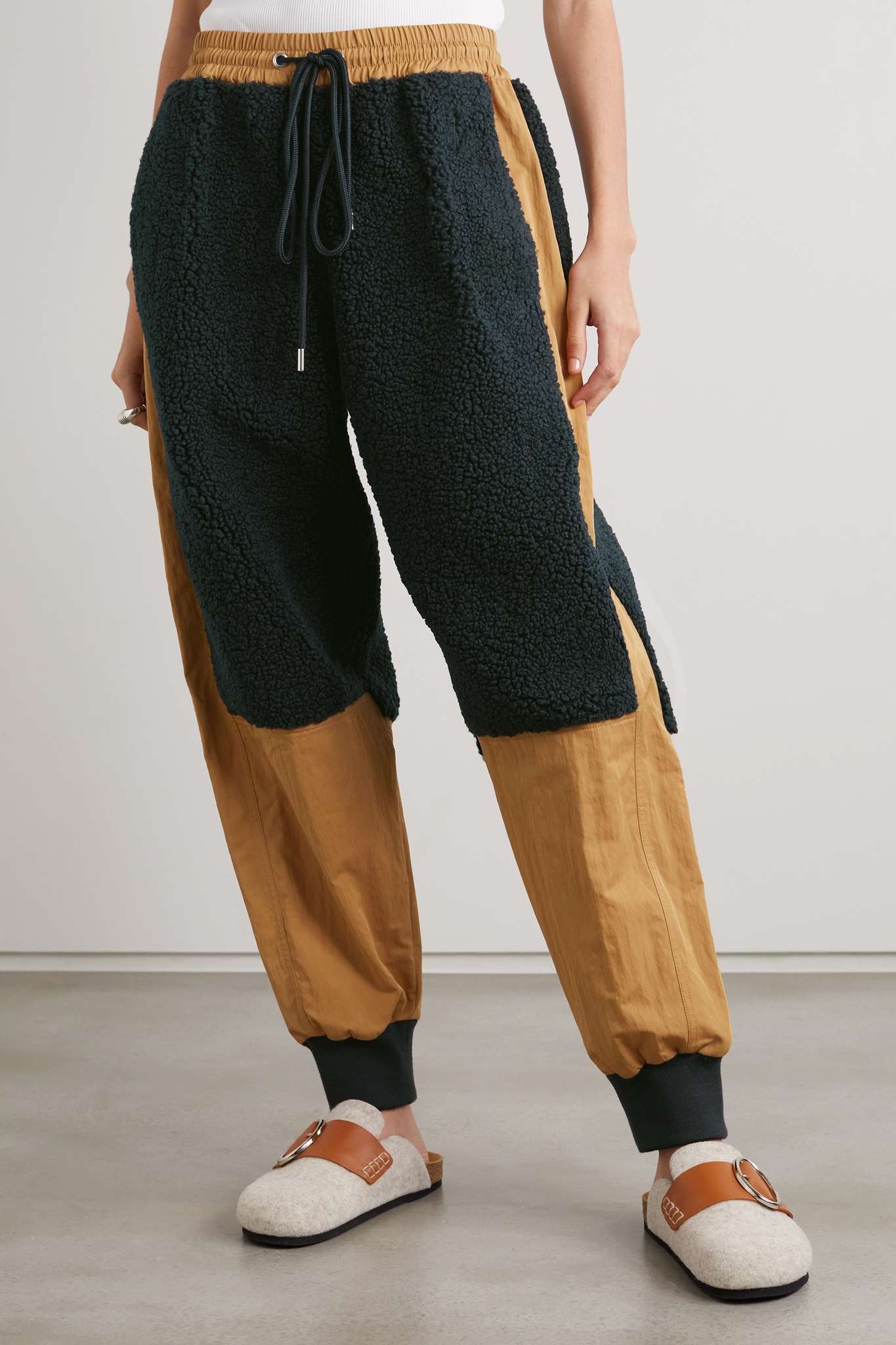 Fleece-paneled twill tapered track pants - 3