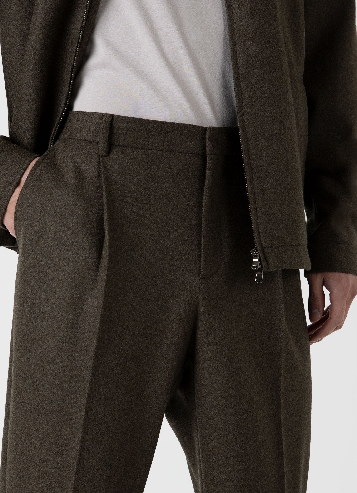 Pleated Boiled Wool Trouser - 6