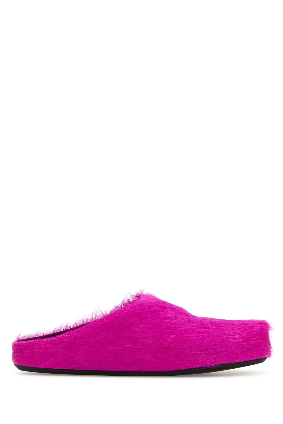 Marni Men Fuchsia Calf Hair Fussbett Slippers - 1
