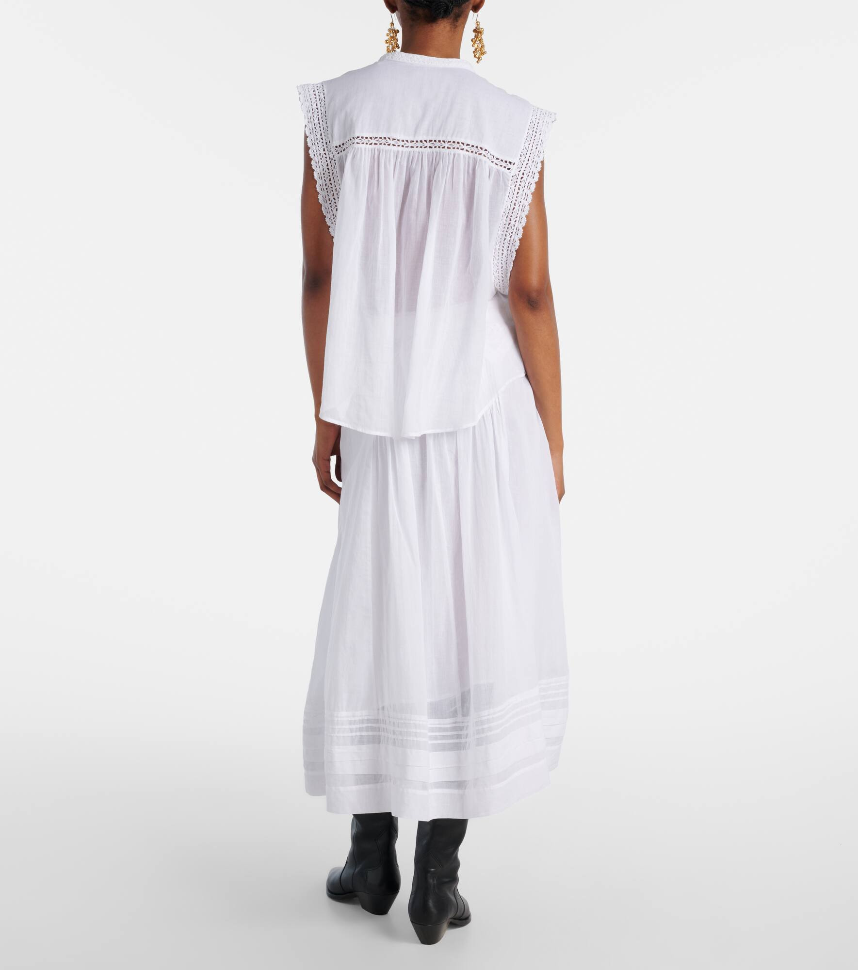 Grecia lace-trimmed cotton blouse - 3