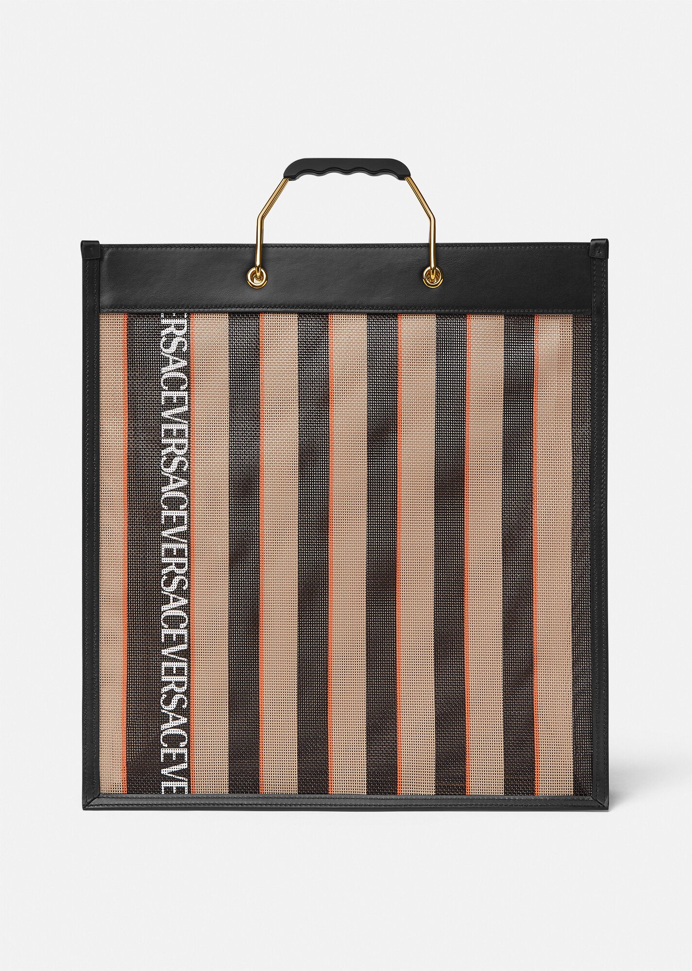 Striped Versace Shopper Tote Bag - 3