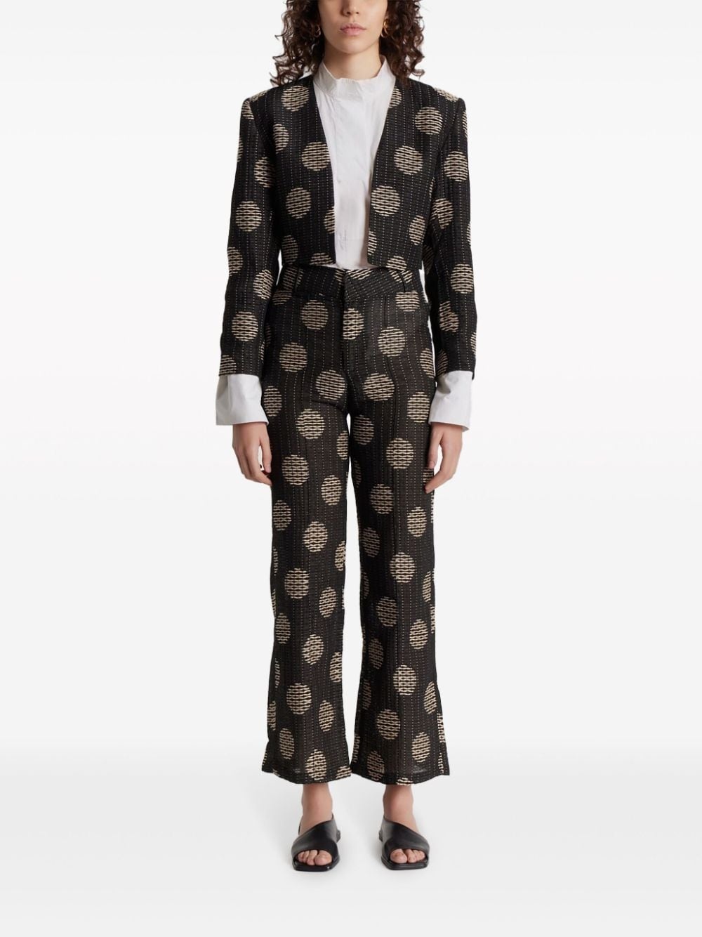 Yoshismart jacquard cropped trousers - 2