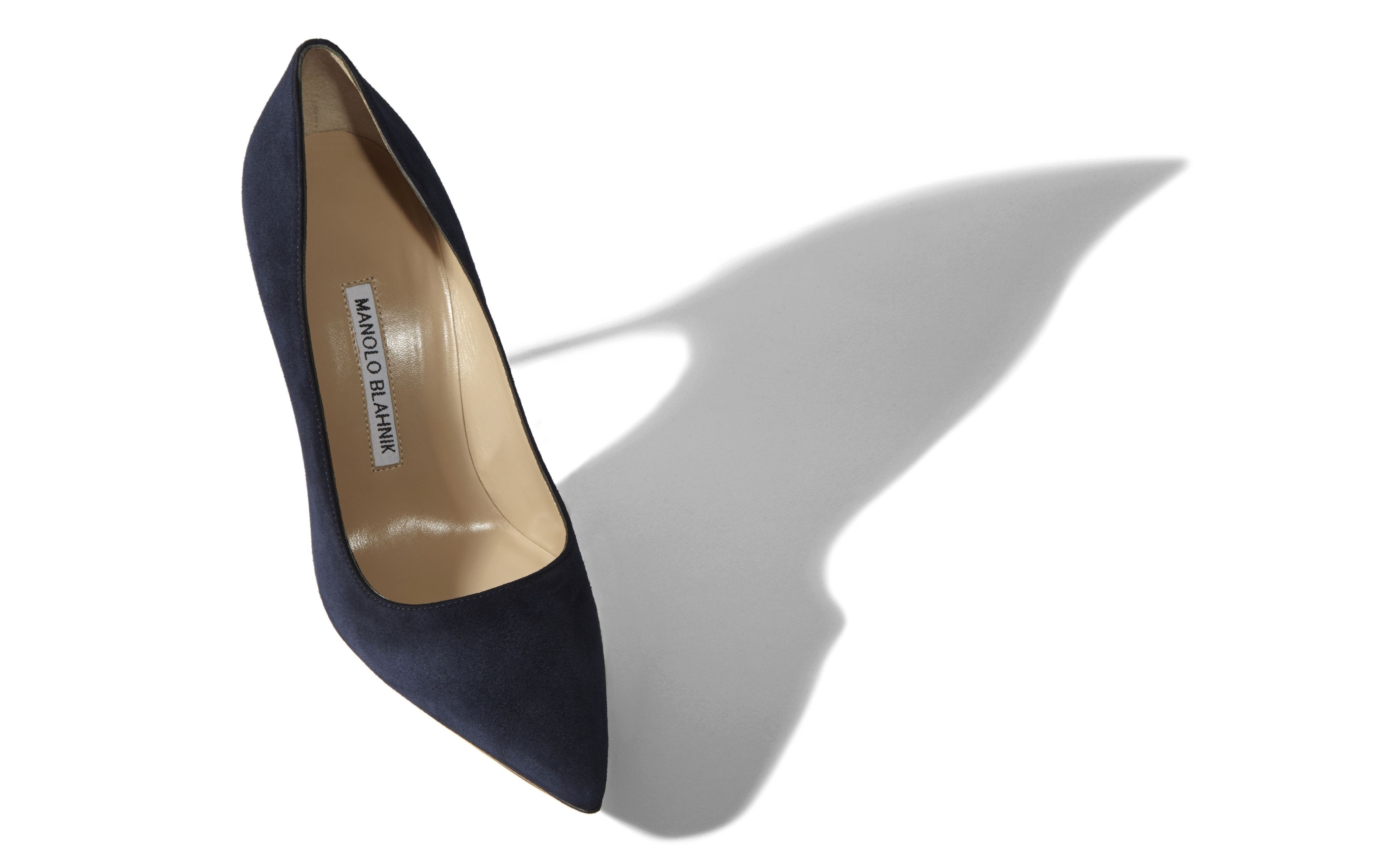 Navy Suede Pointed Toe Pumps - 2