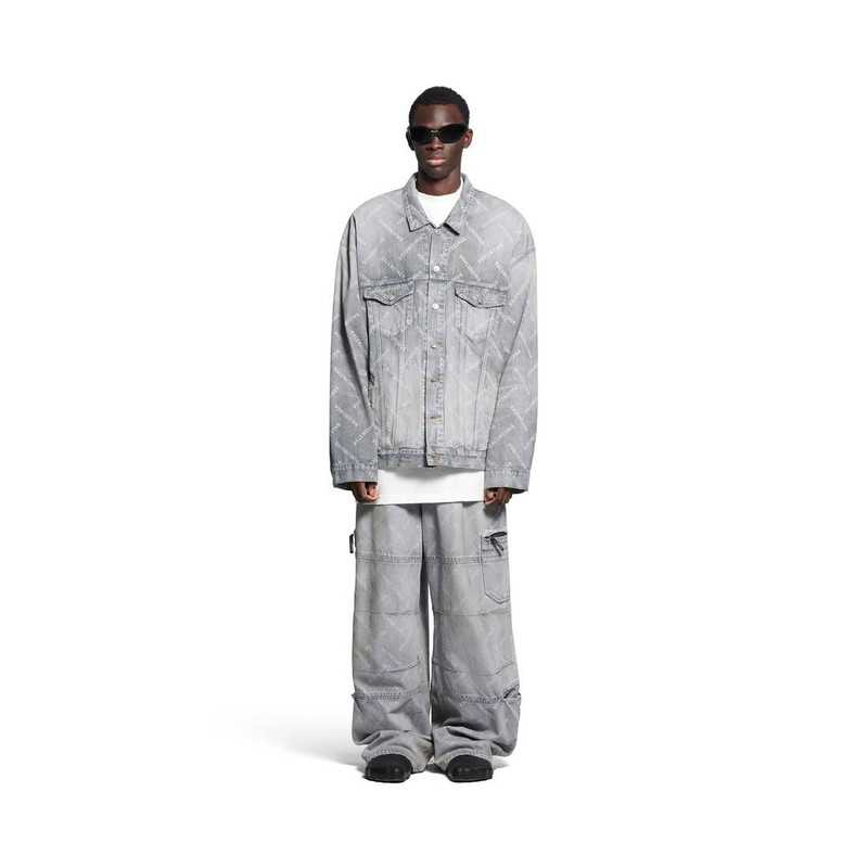 BALENCIAGA Bal Diagonal Allover Cargo Pants in Light Blue outlook