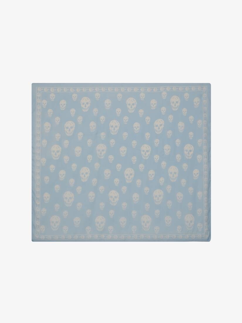 Classic Silk Chiffon Skull Scarf in Sky Blue - 1