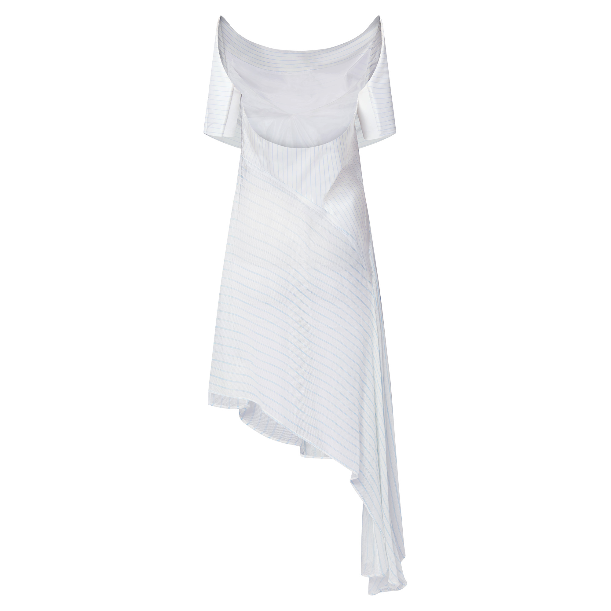 Pinstripe Silk Cowl Neck Top - 3
