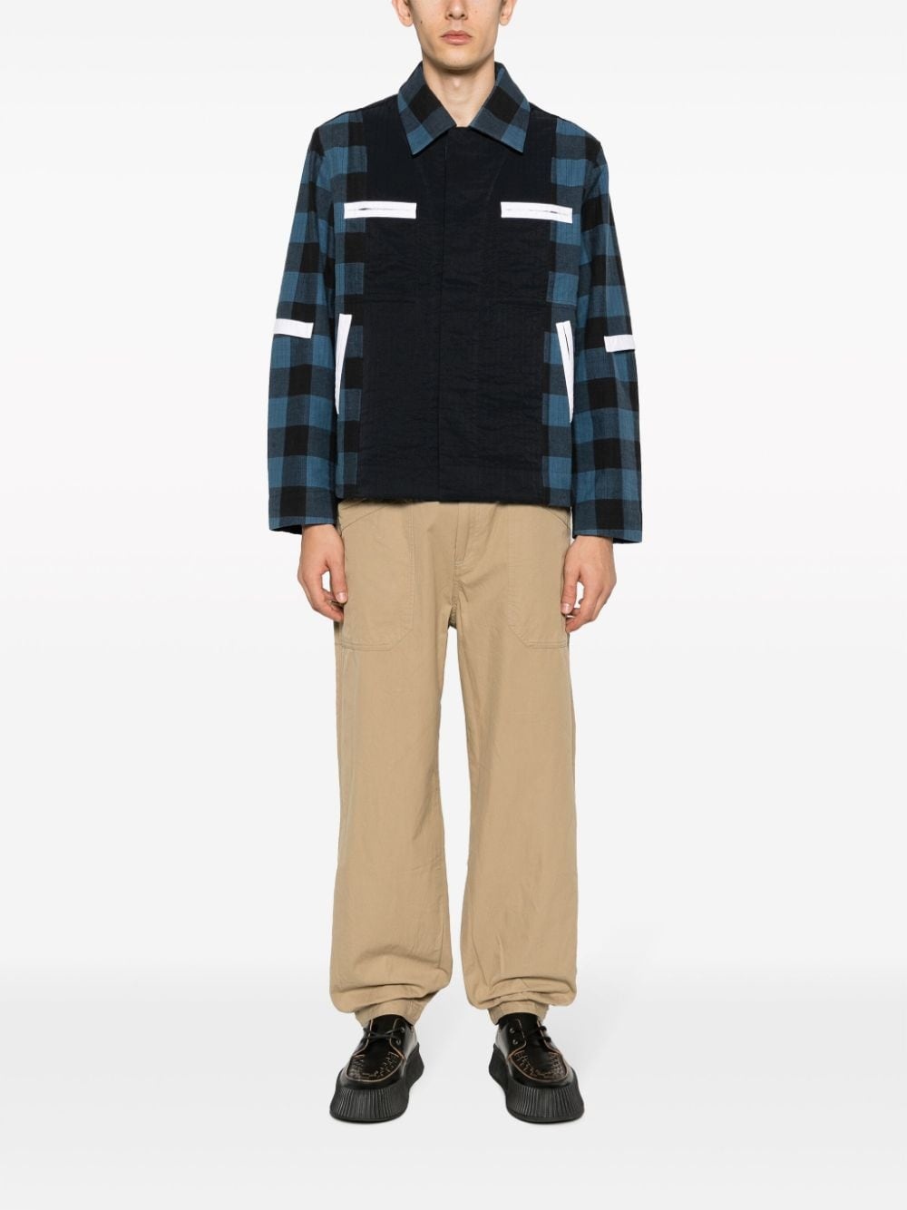 plaid-pattern worker jacket - 2