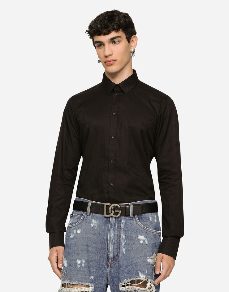 Striped gold cotton shirt - 3