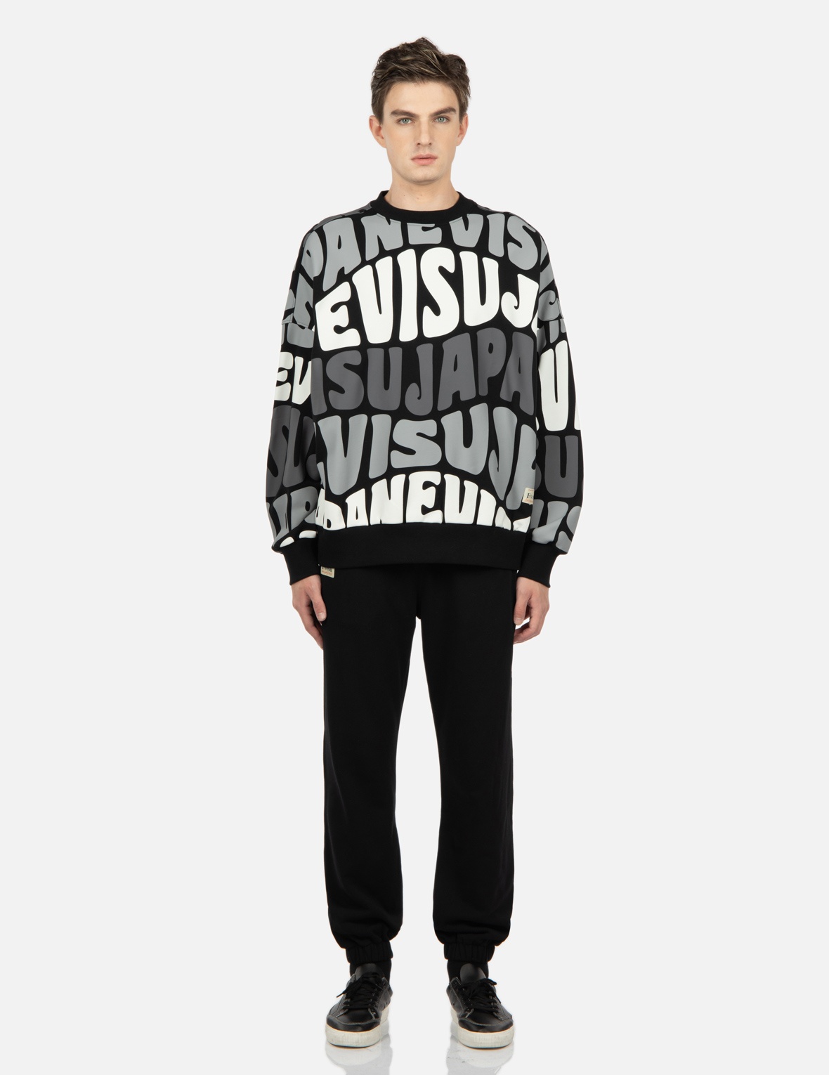 ALLOVER WAVY TEXT PRINT SWEATSHIRT - 5